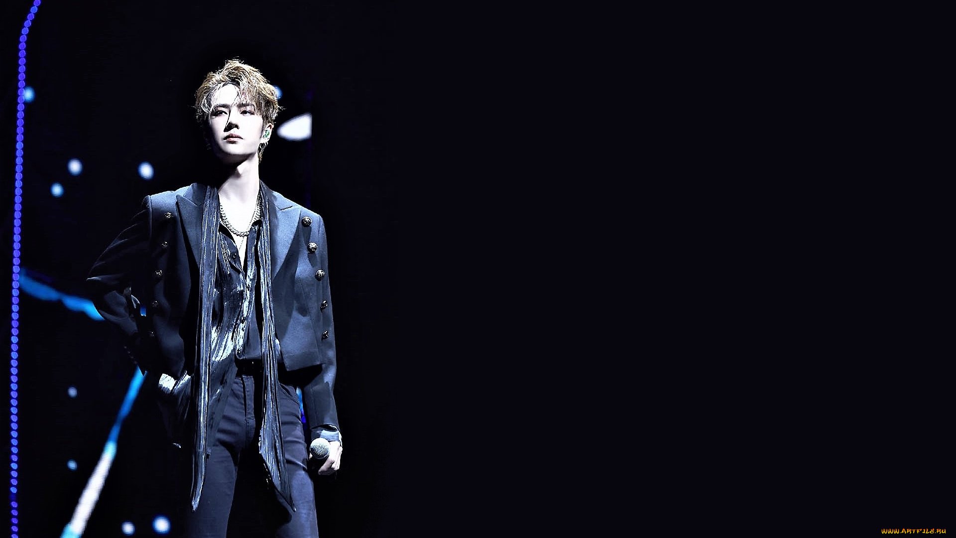 мужчины, wang, yi, bo, актер, певец, шарф, микрофон