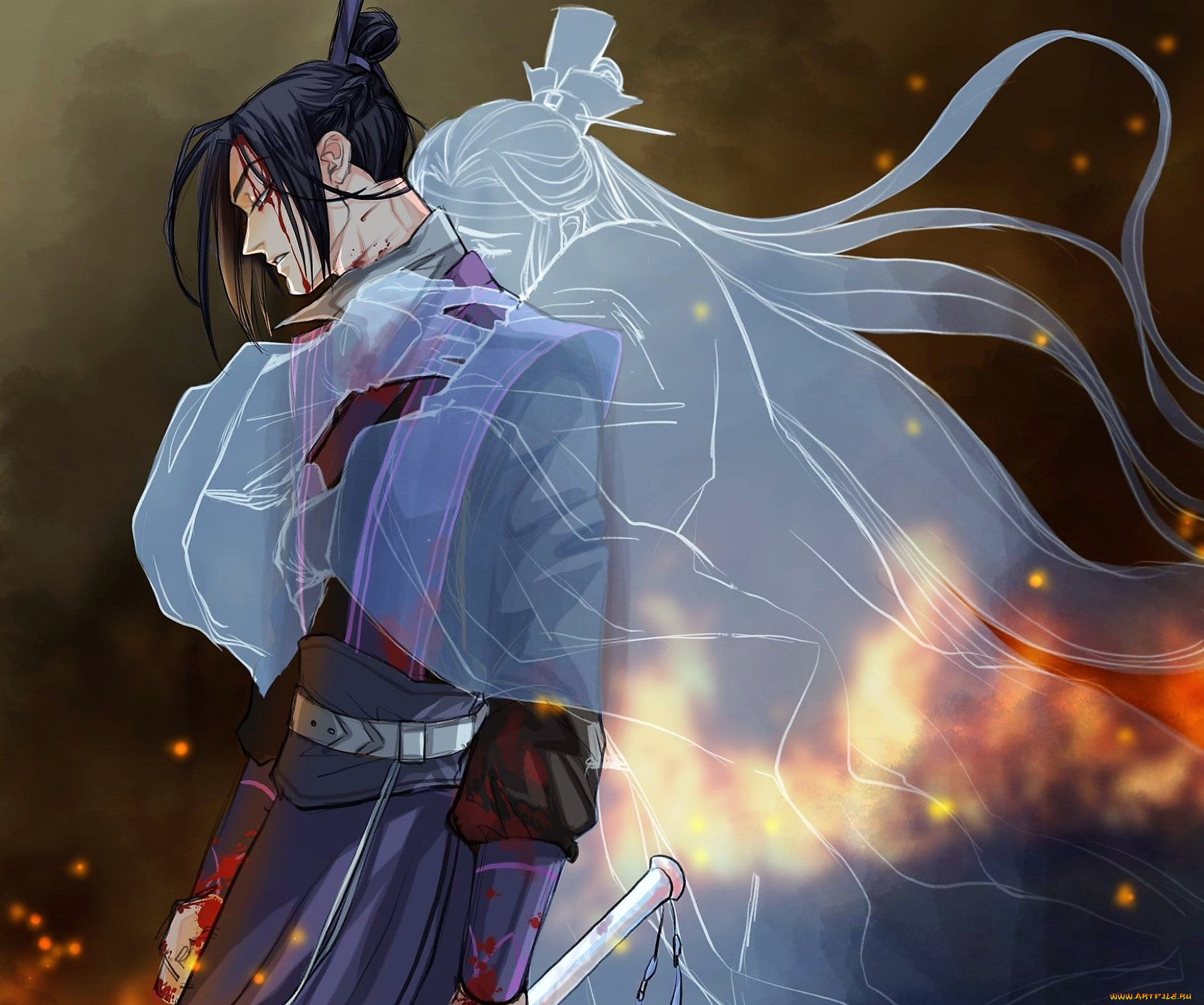 аниме, mo, dao, zu, shi, цзян, чэн, лань, сичень, дух, искры, меч, кровь