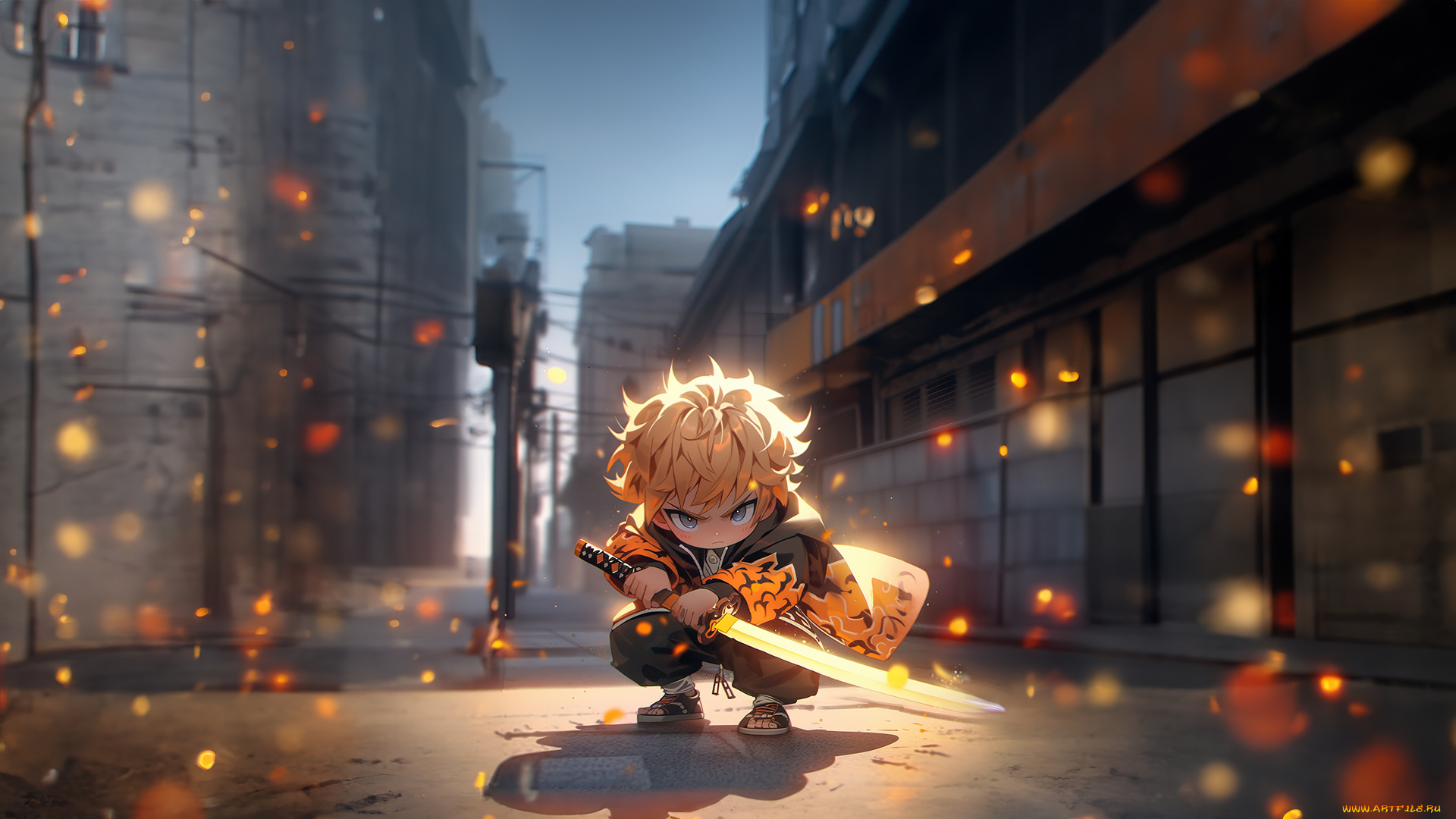 аниме, demon, slayer, , kimetsu, no, yaiba, zenitsu, agatsuma, ии, искусство, искусственный, интеллект