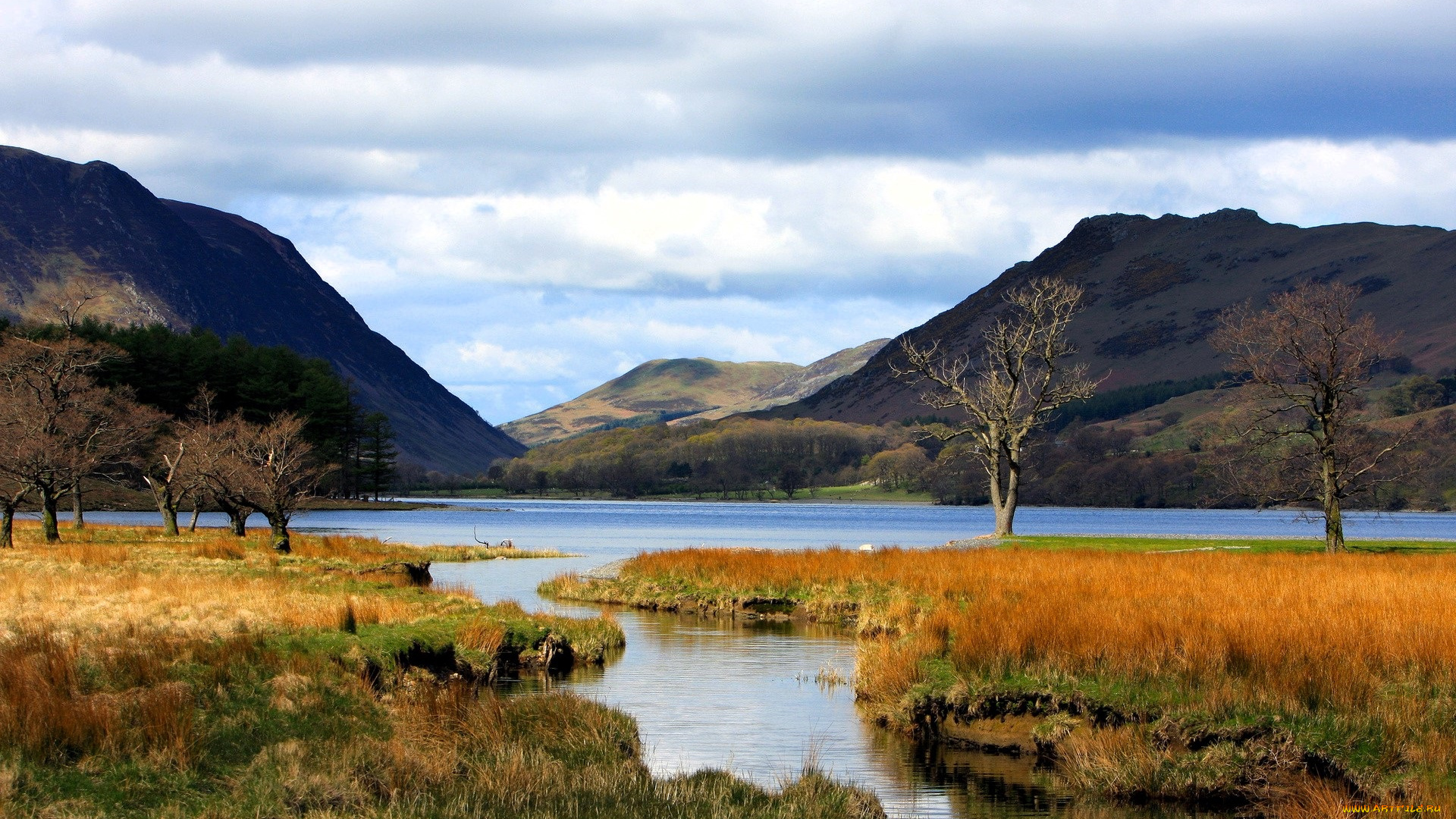 природа, реки, озера, горы, деревья, озеро, река