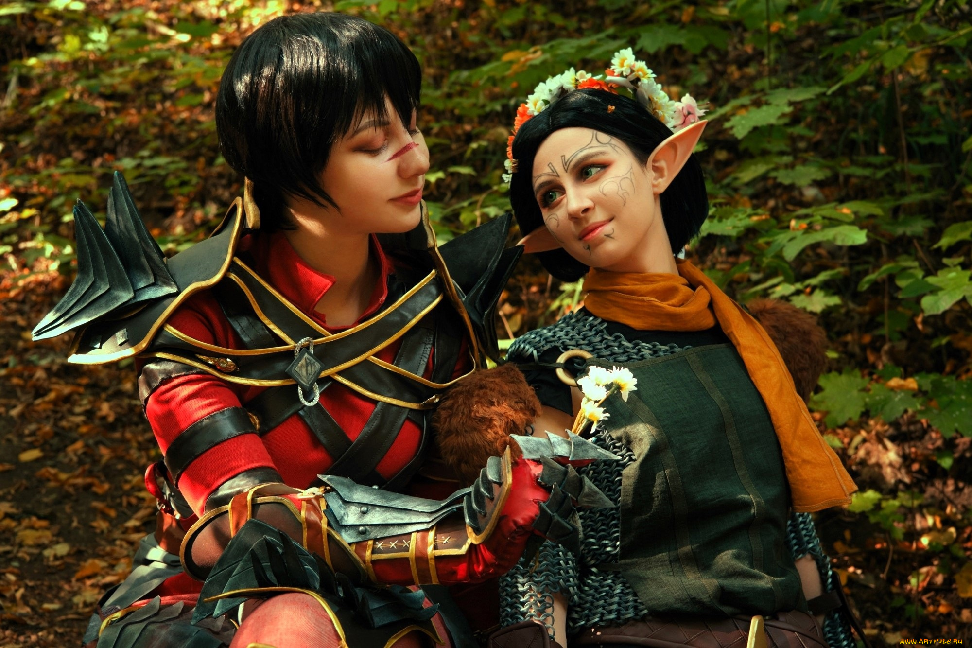 девушки, -, креатив, , косплей, костюмы, образы, цветы, лес