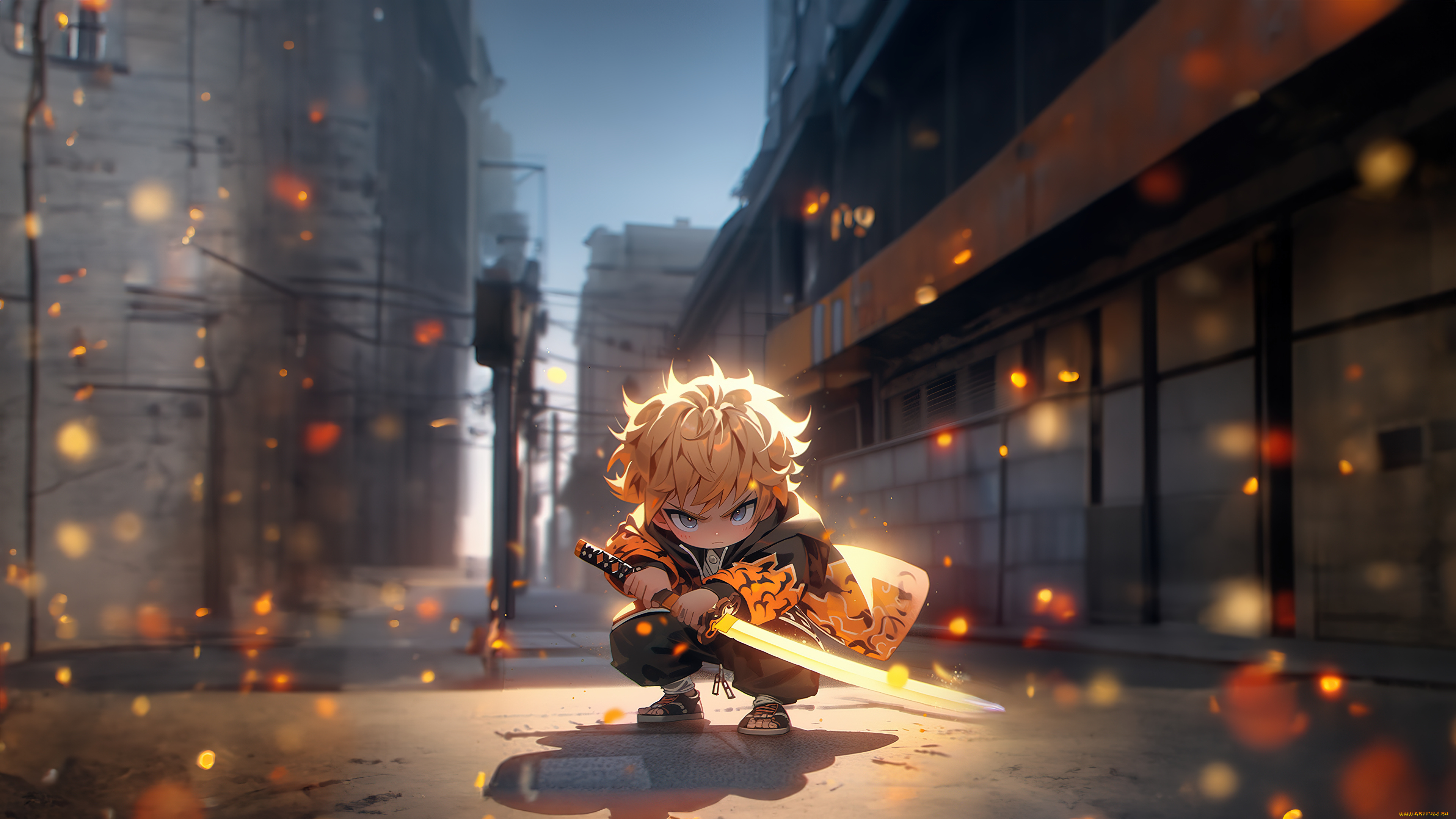 аниме, demon, slayer, , kimetsu, no, yaiba, zenitsu, agatsuma, ии, искусство, искусственный, интеллект