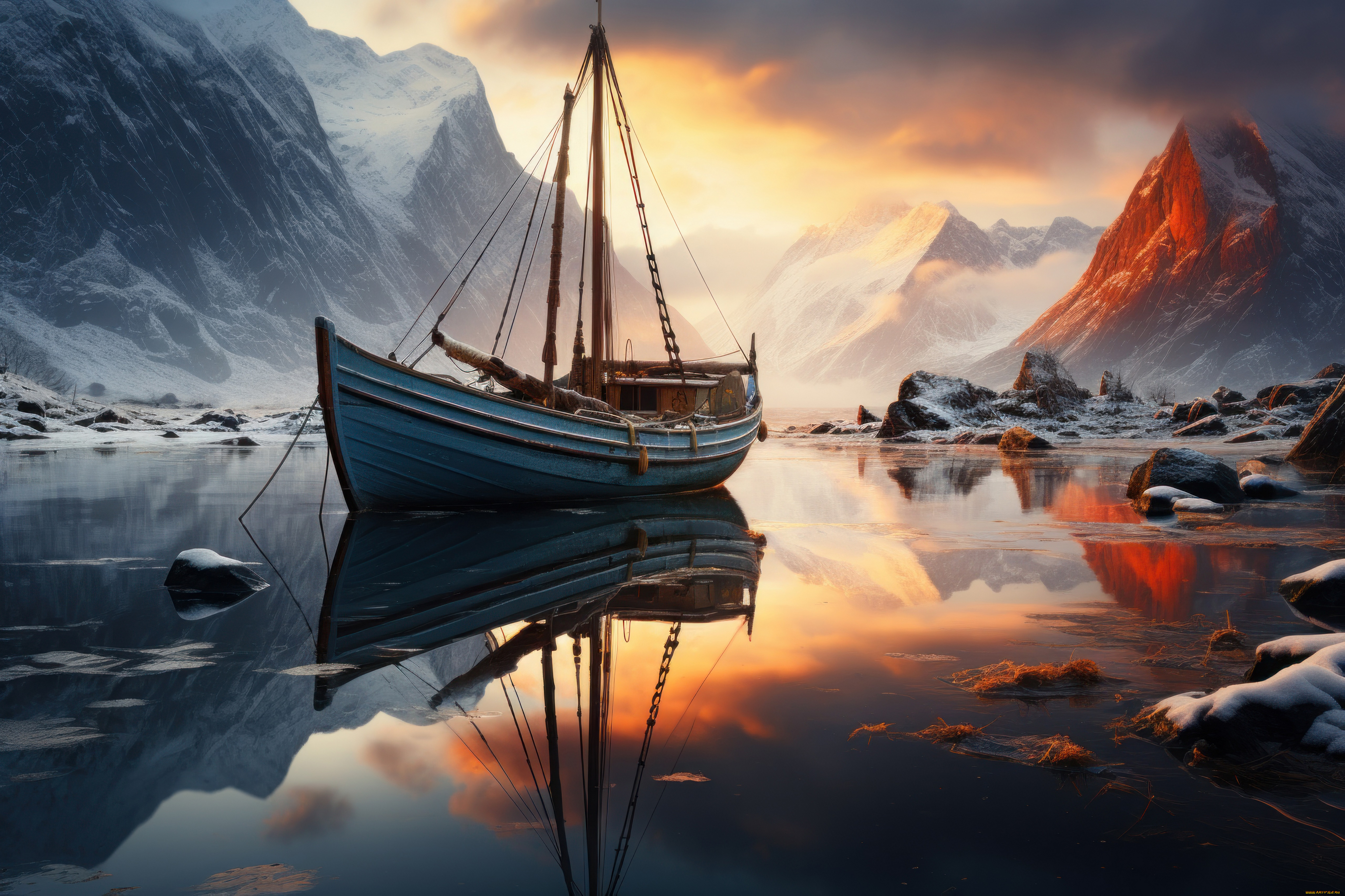 корабли, рисованные, scenic, aesthetic, ии, искусство, искусственный, интеллект, ai, art