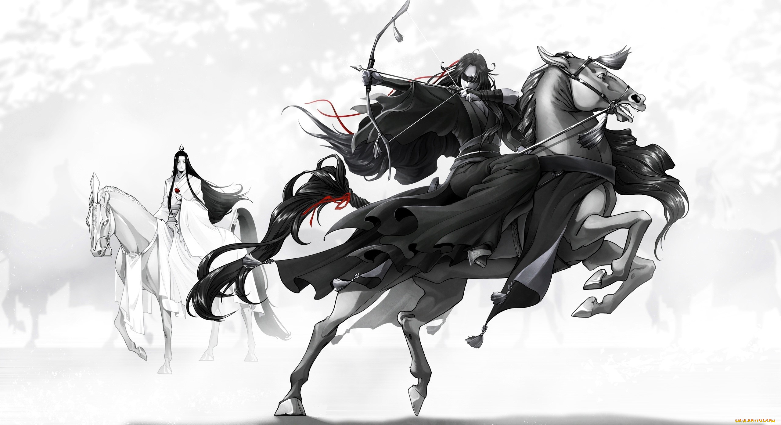 аниме, mo, dao, zu, shi, лань, ванцзи, вэй, усянь, лошади, лук