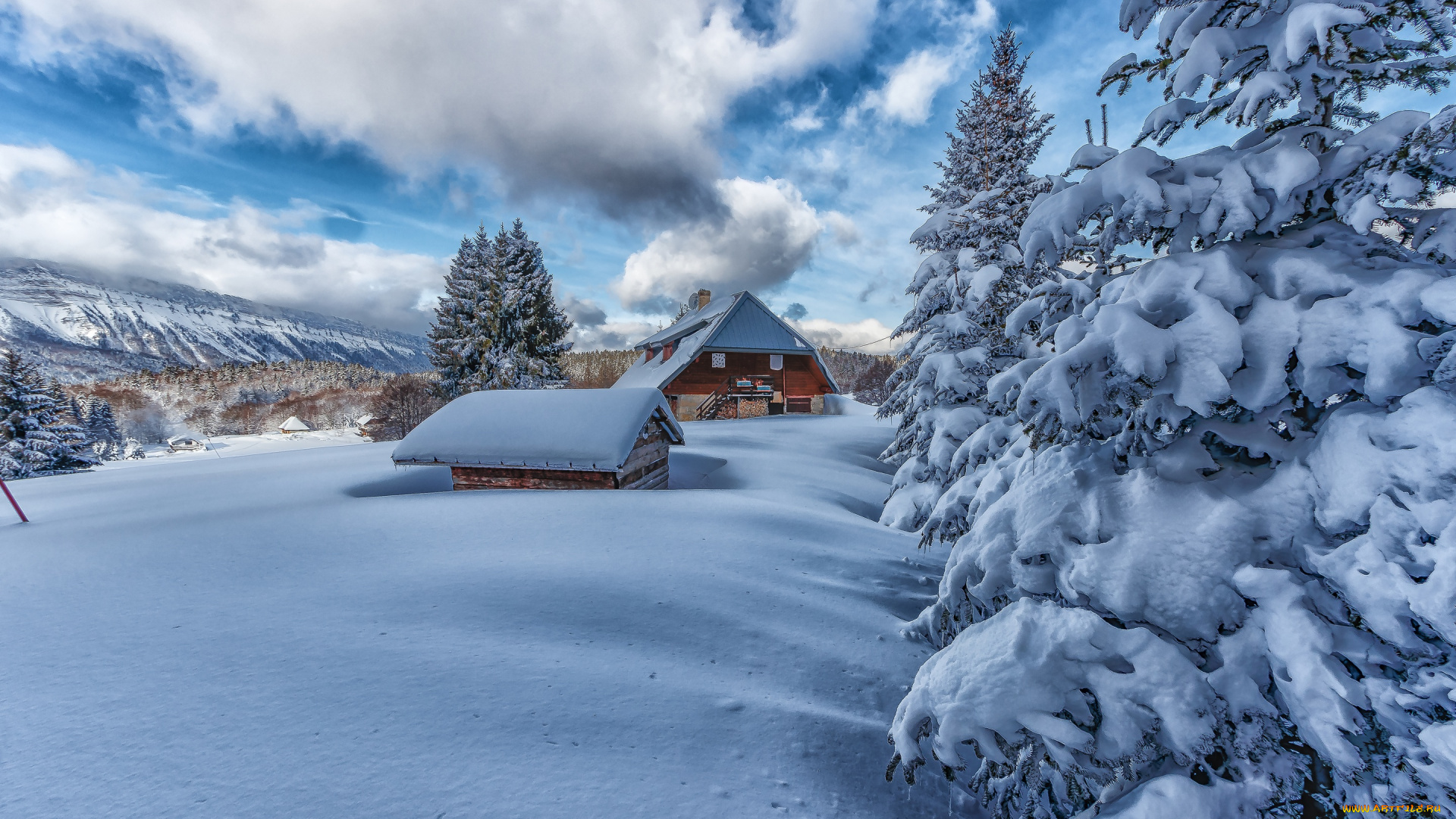 города, -, здания, , дома, зима, снег