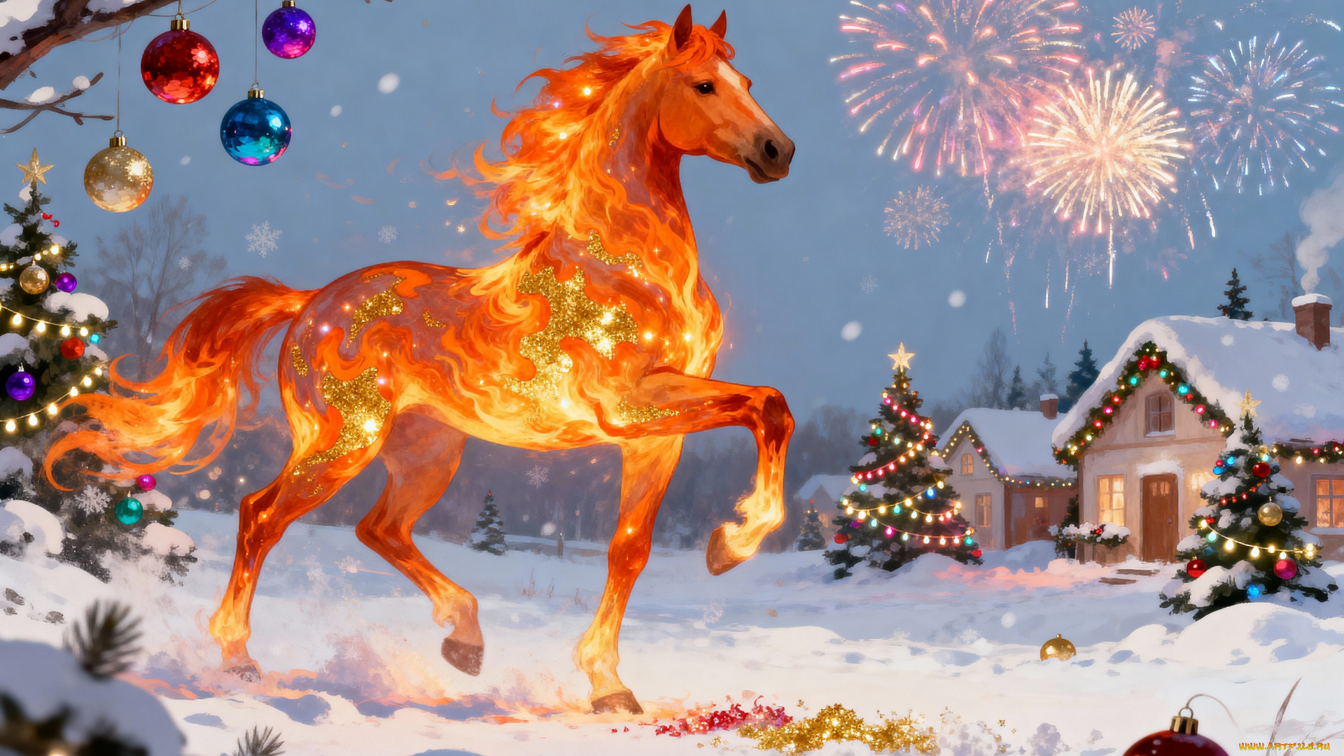 праздничные, -, разное, , новый, год, лошадь, новый, год
