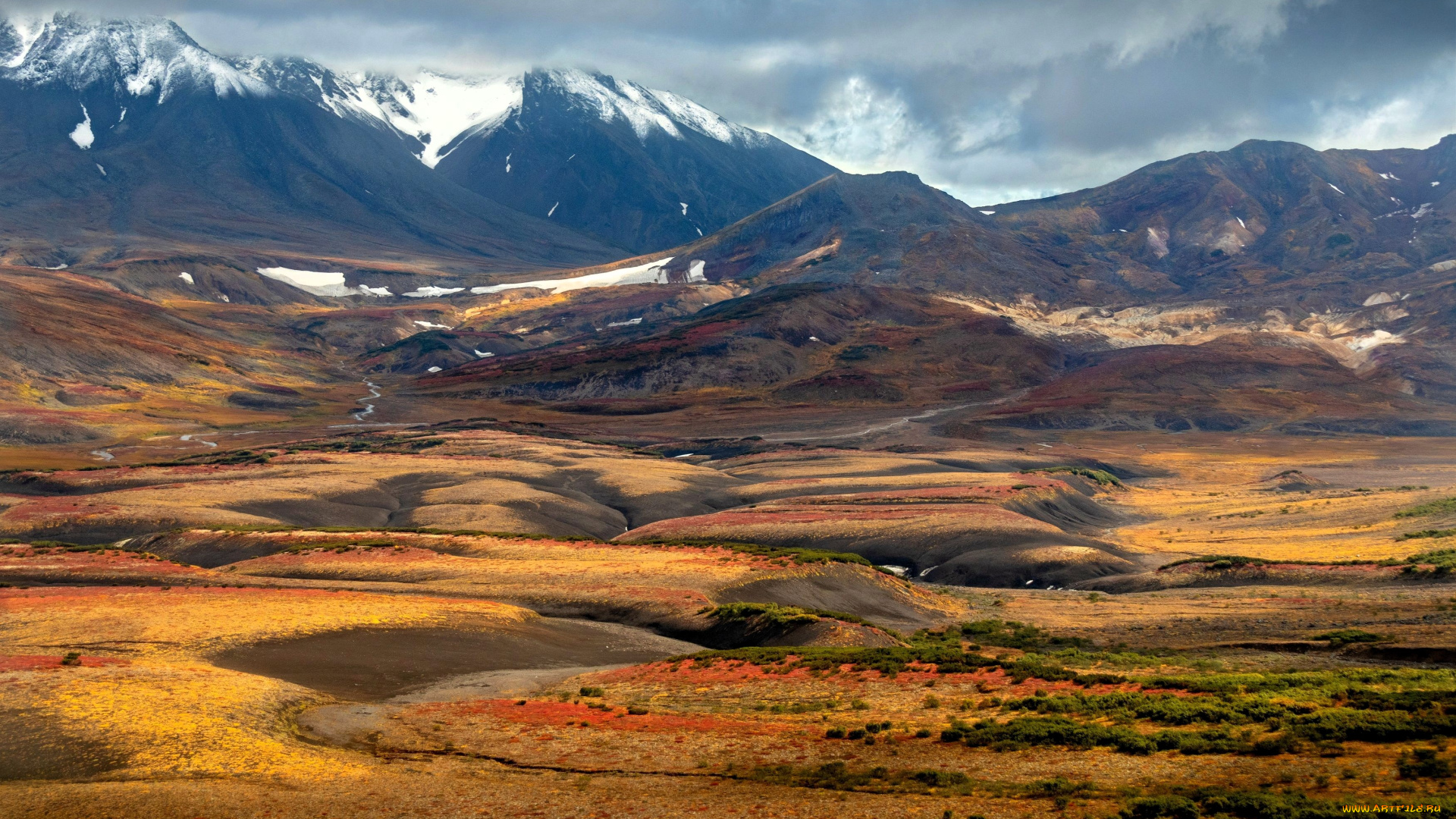 природа, горы, тучи, долина