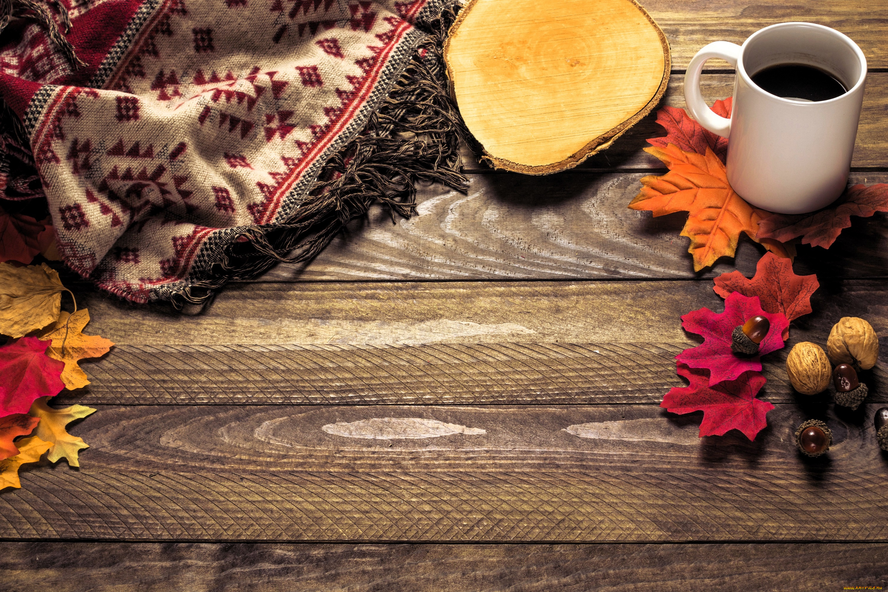 разное, посуда, , столовые, приборы, , кухонная, утварь, полотенце, столешница, листья, плашка, орехи, желуди, чашка, кофе