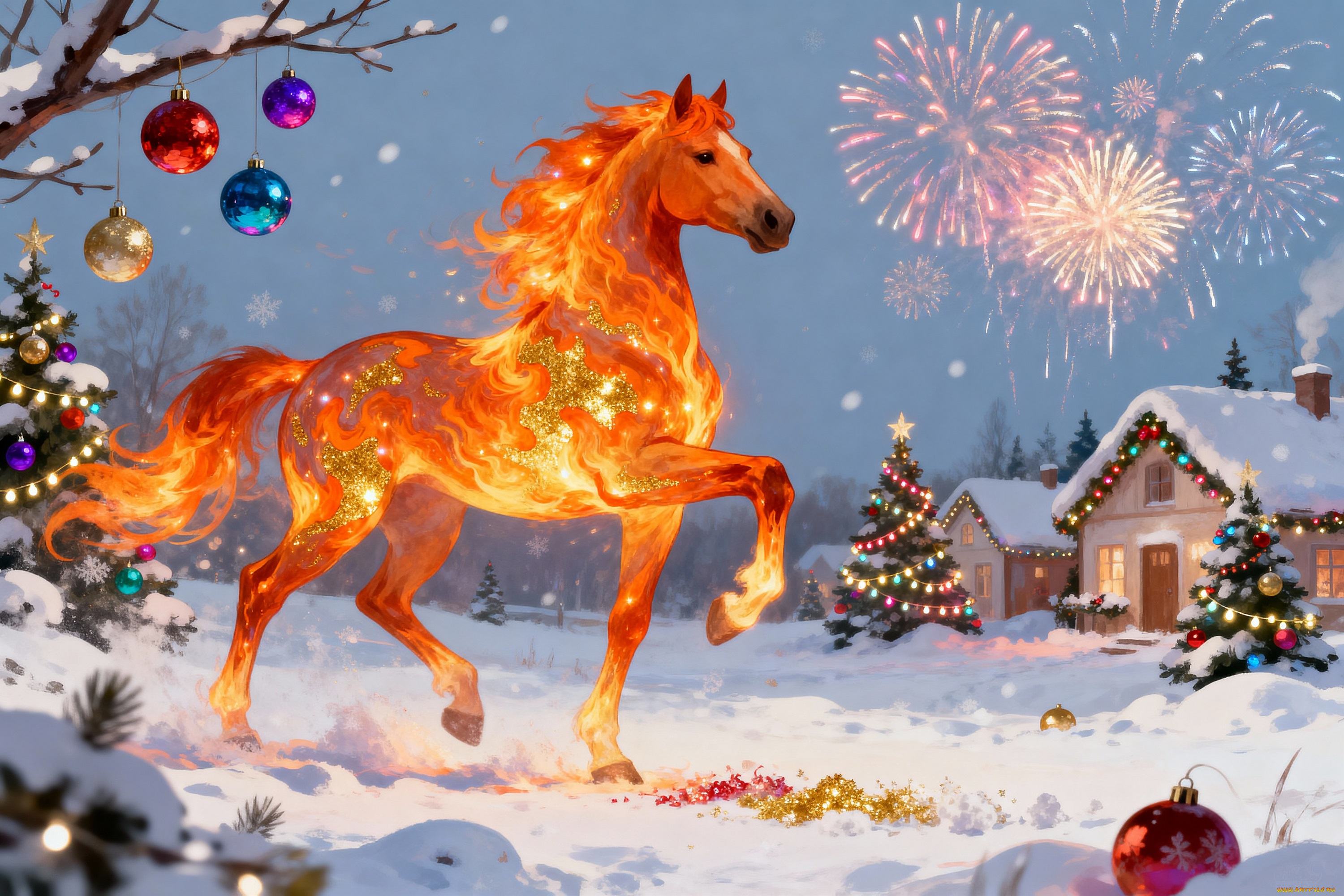 праздничные, -, разное, , новый, год, лошадь, новый, год