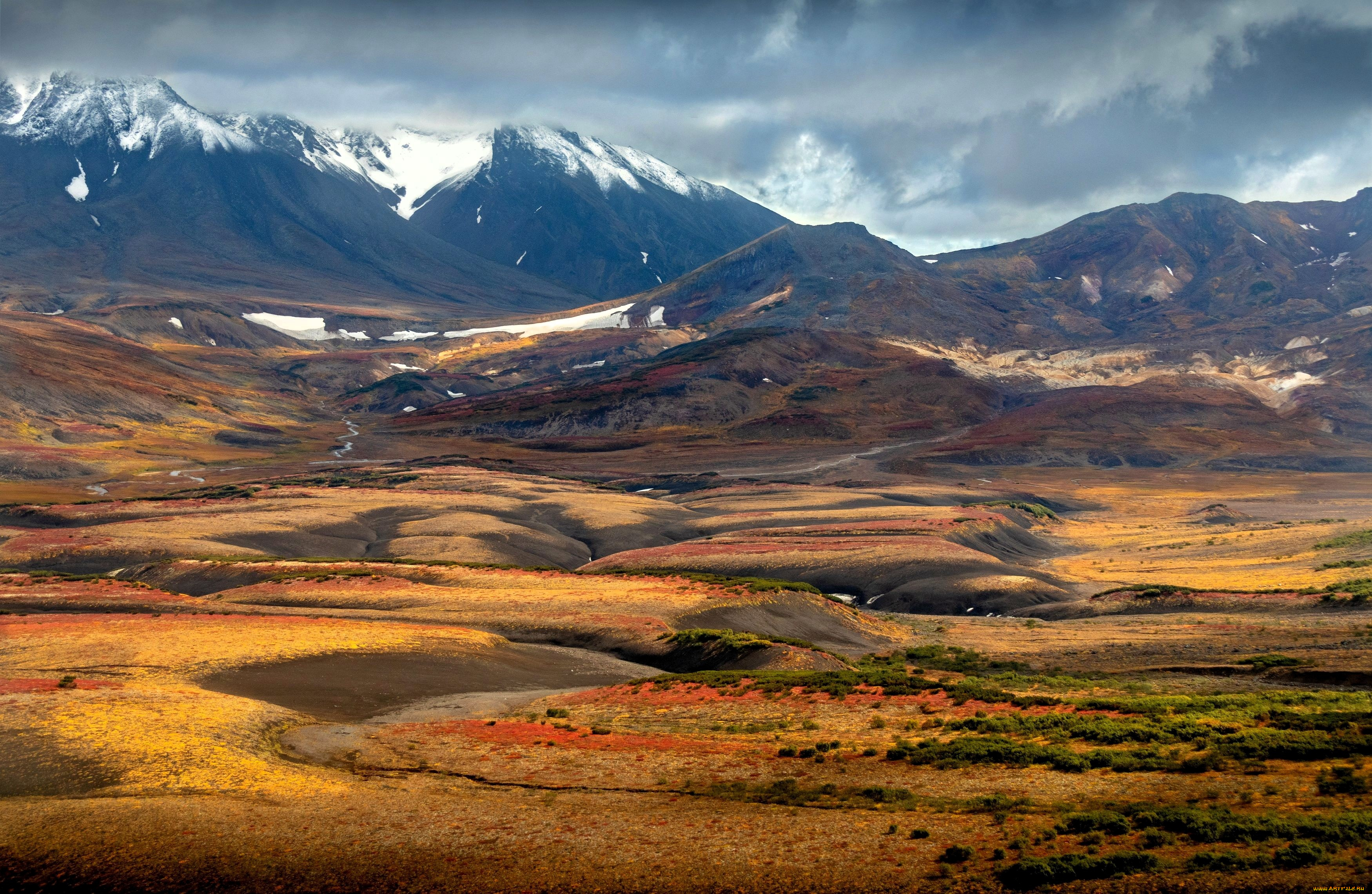 природа, горы, тучи, долина