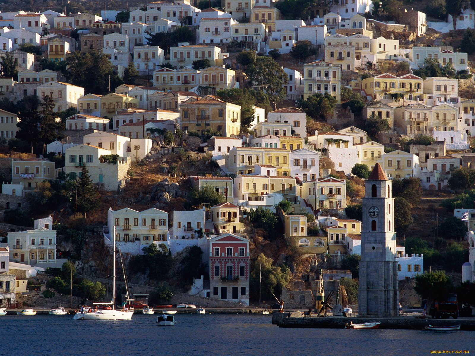 harbor, town, of, yialos, island, symi, greece, города