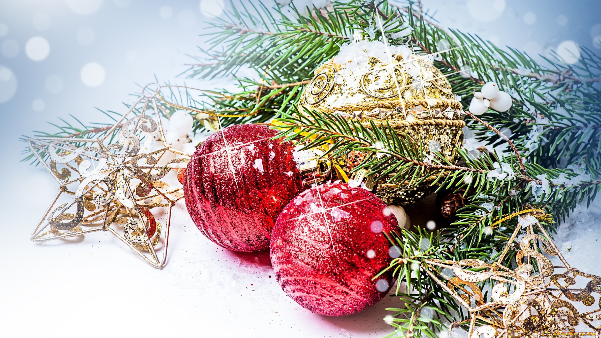 праздничные, шарики, ветка, звездочки