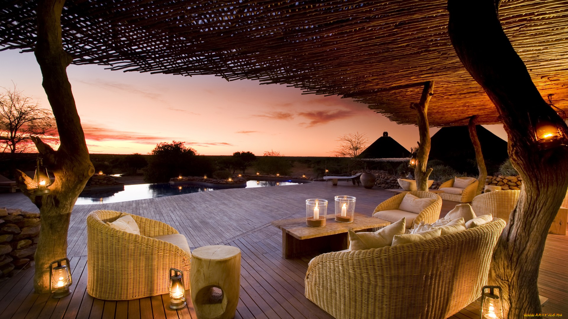 интерьер, веранды, , террасы, , балконы, вечер, закат, терраса, свечи