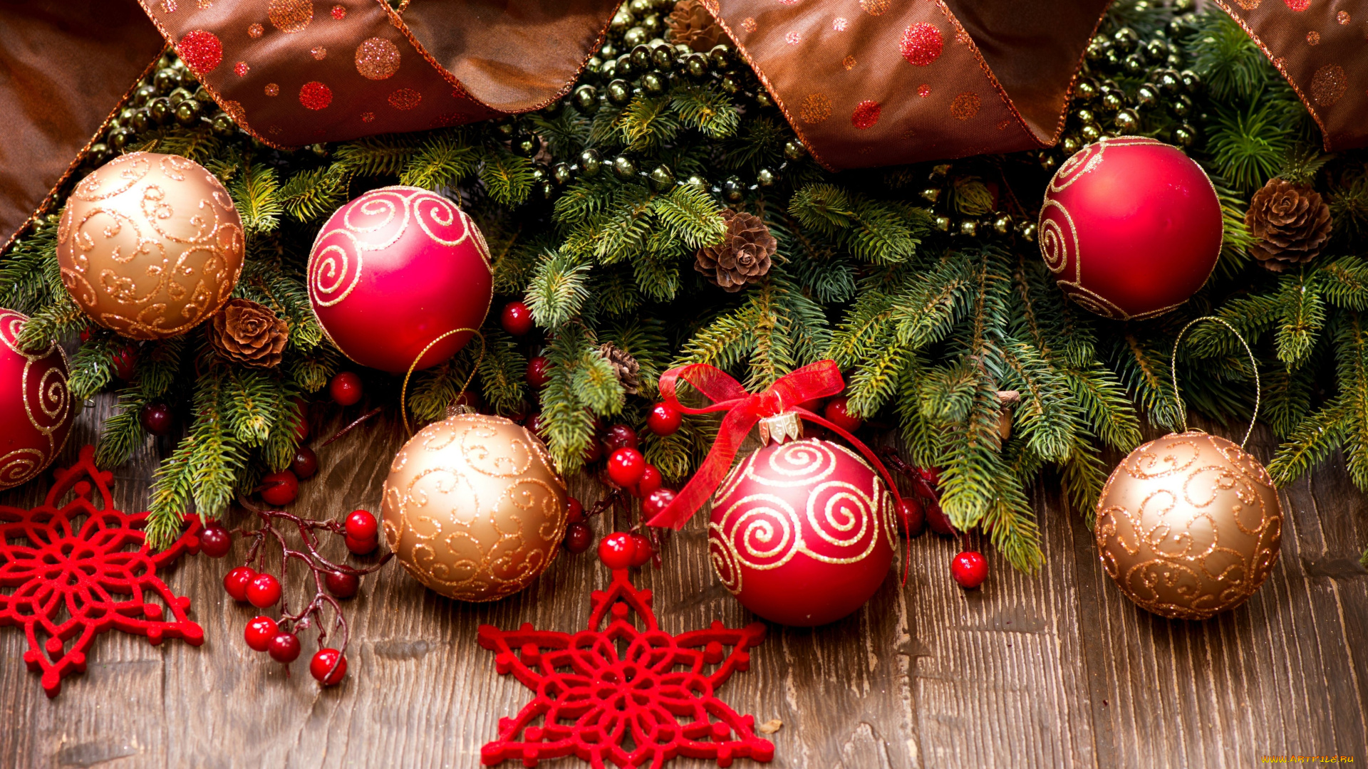 праздничные, -, разное, , новый, год, шарики, ветки, ягоды, шишки, лента, снежинки