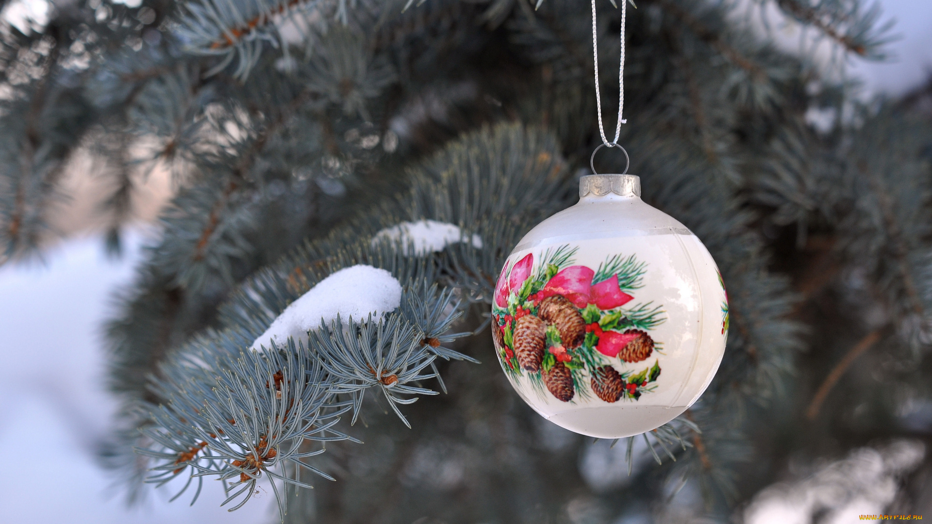 праздничные, шарики, шарик, ветки, ель