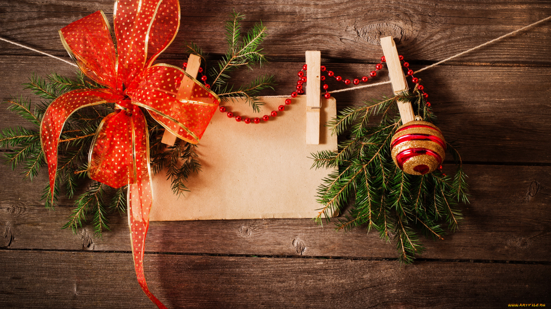 праздничные, украшения, ель, ветка, бант, шарик