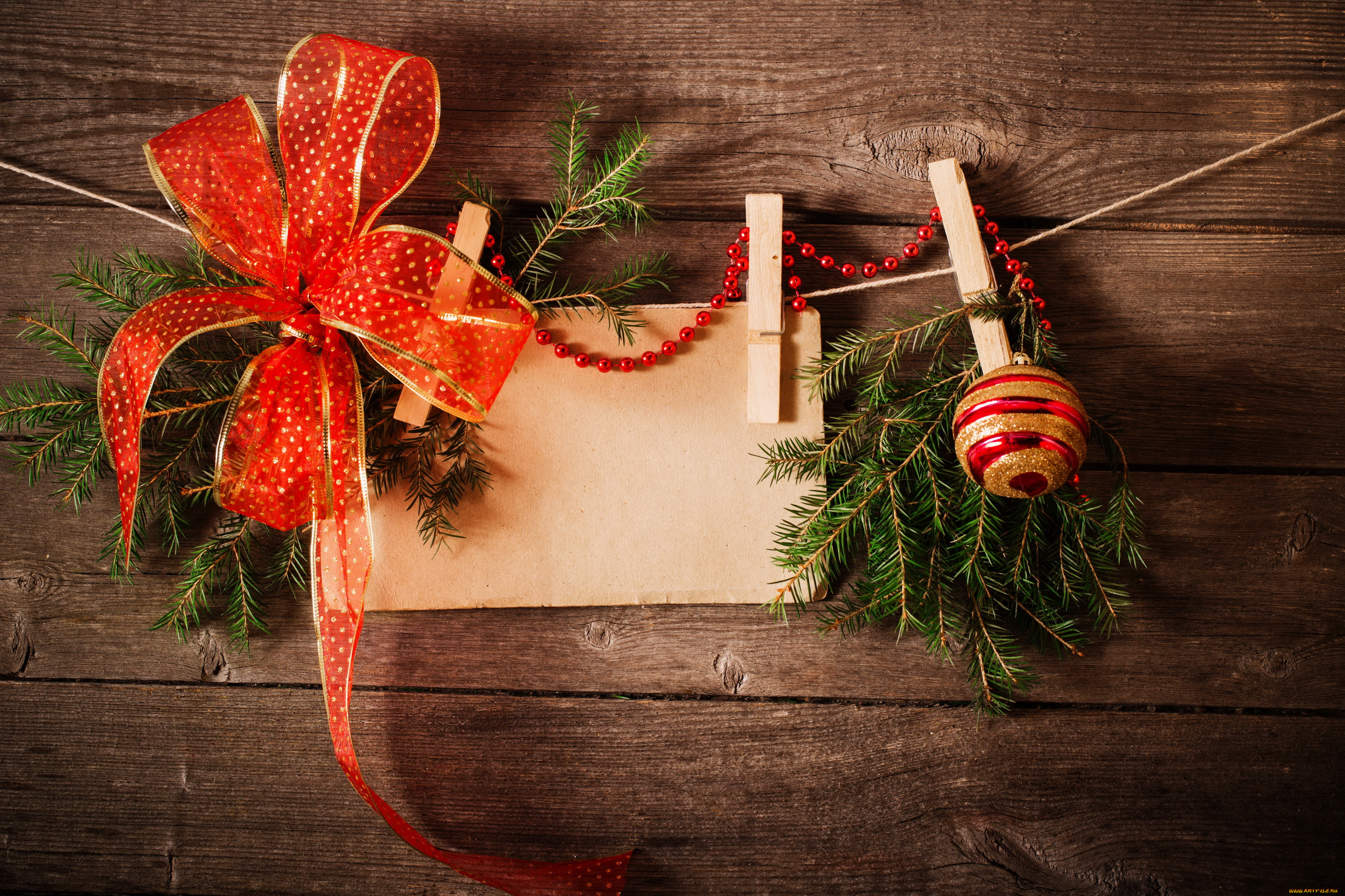 праздничные, украшения, ель, ветка, бант, шарик