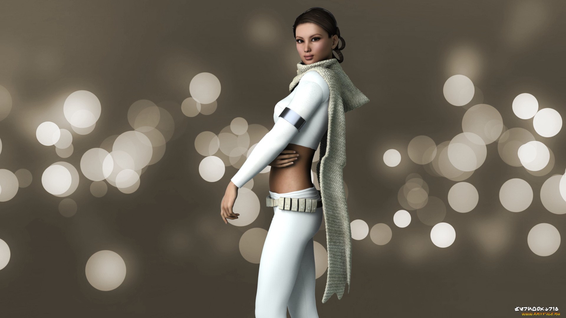 3д, графика, фантазия, , fantasy, девушка, оружие, фон, взгляд