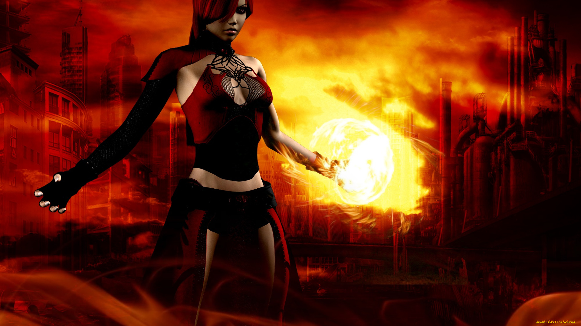 3д, графика, фантазия, , fantasy, город, фон, взгляд, девушка