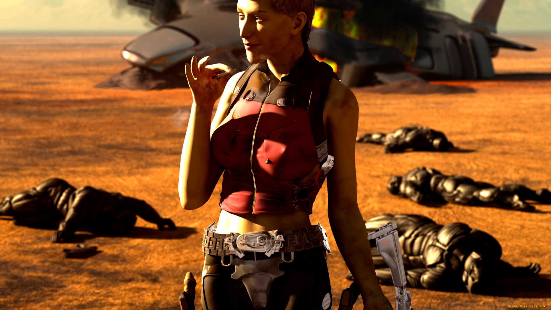 3д, графика, фантазия, , fantasy, оружие, трупы, девушка