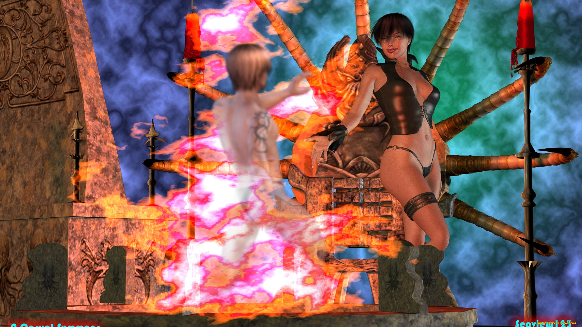 3д, графика, фантазия, , fantasy, взгляд, фон, девушка