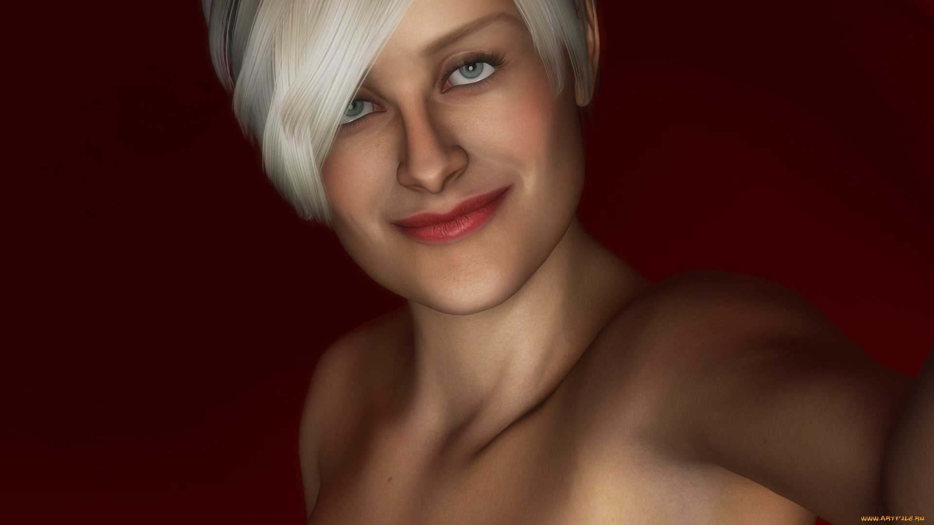 3д, графика, портрет, , portraits, девушка, взгляд, фон, блондинка, улыбка