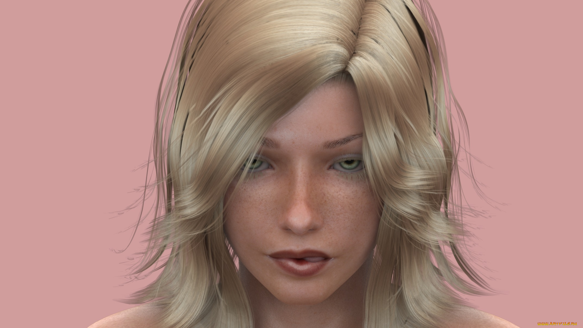 3д, графика, портрет, , portraits, девушка, взгляд, фон, блондинка