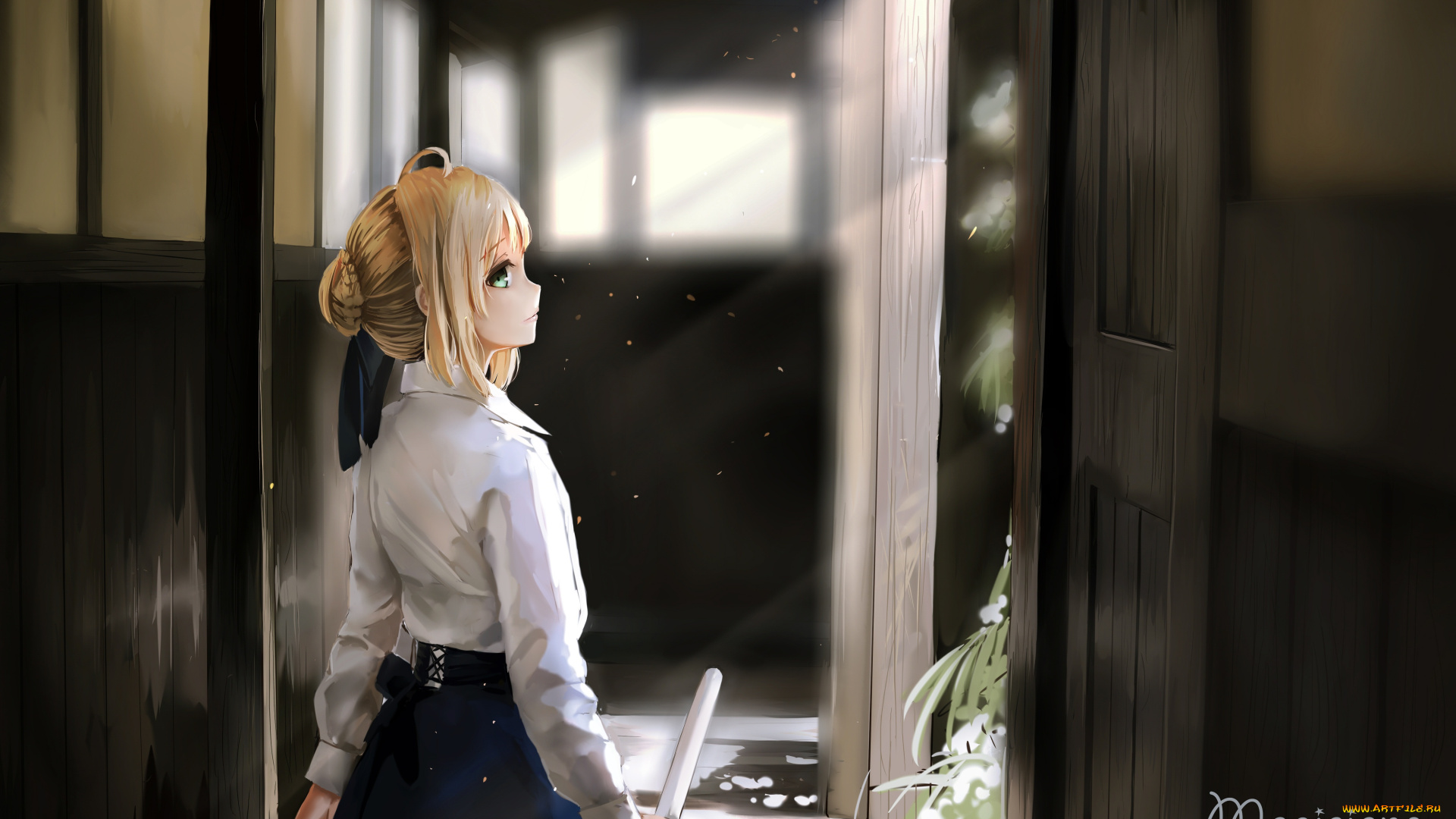 аниме, fate, stay, night, арт, magicians, saber, stay, night, девушка, профиль, блондинка