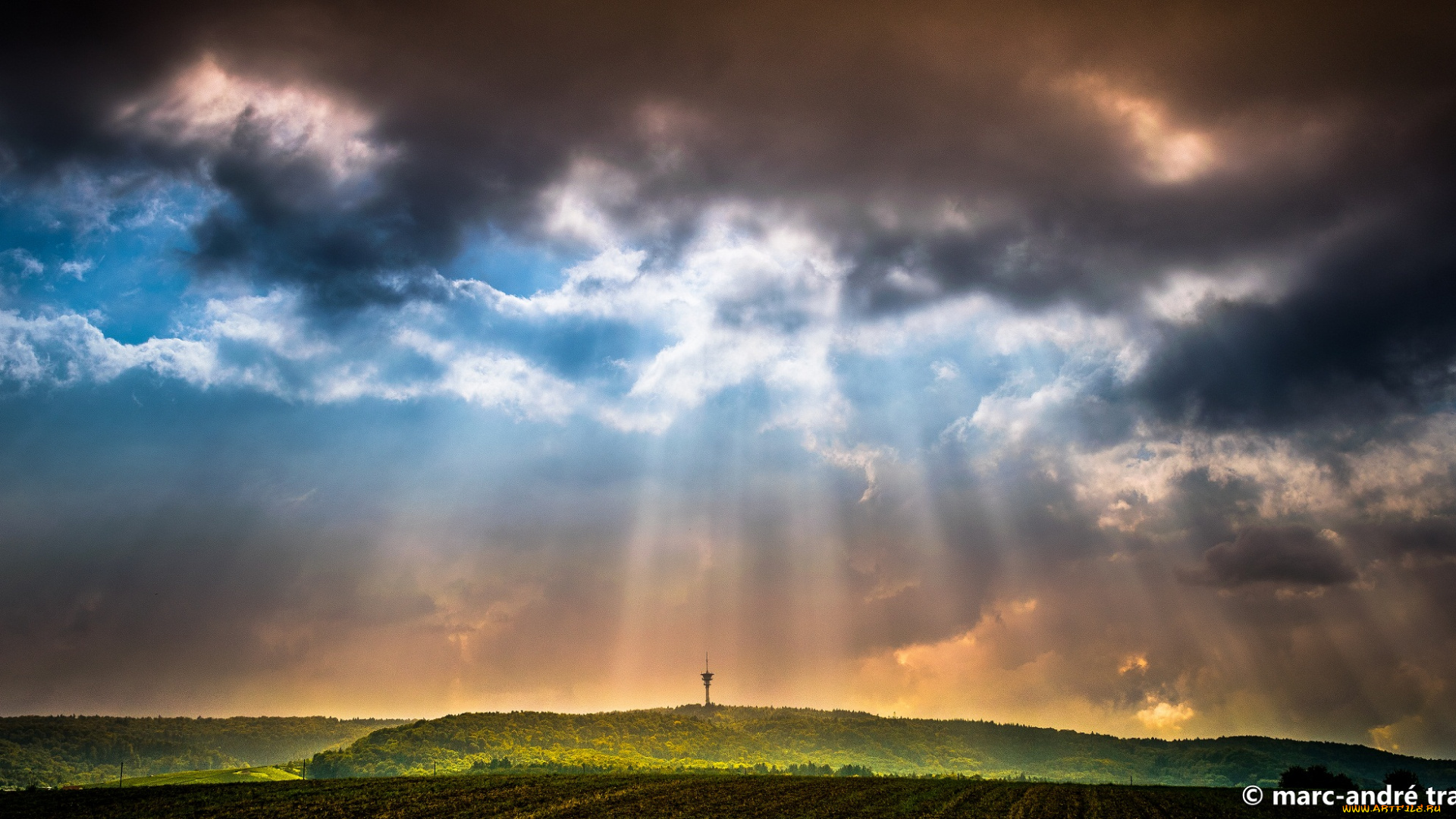 природа, восходы, закаты, небо, тучи, поле, облака, красота, лучи