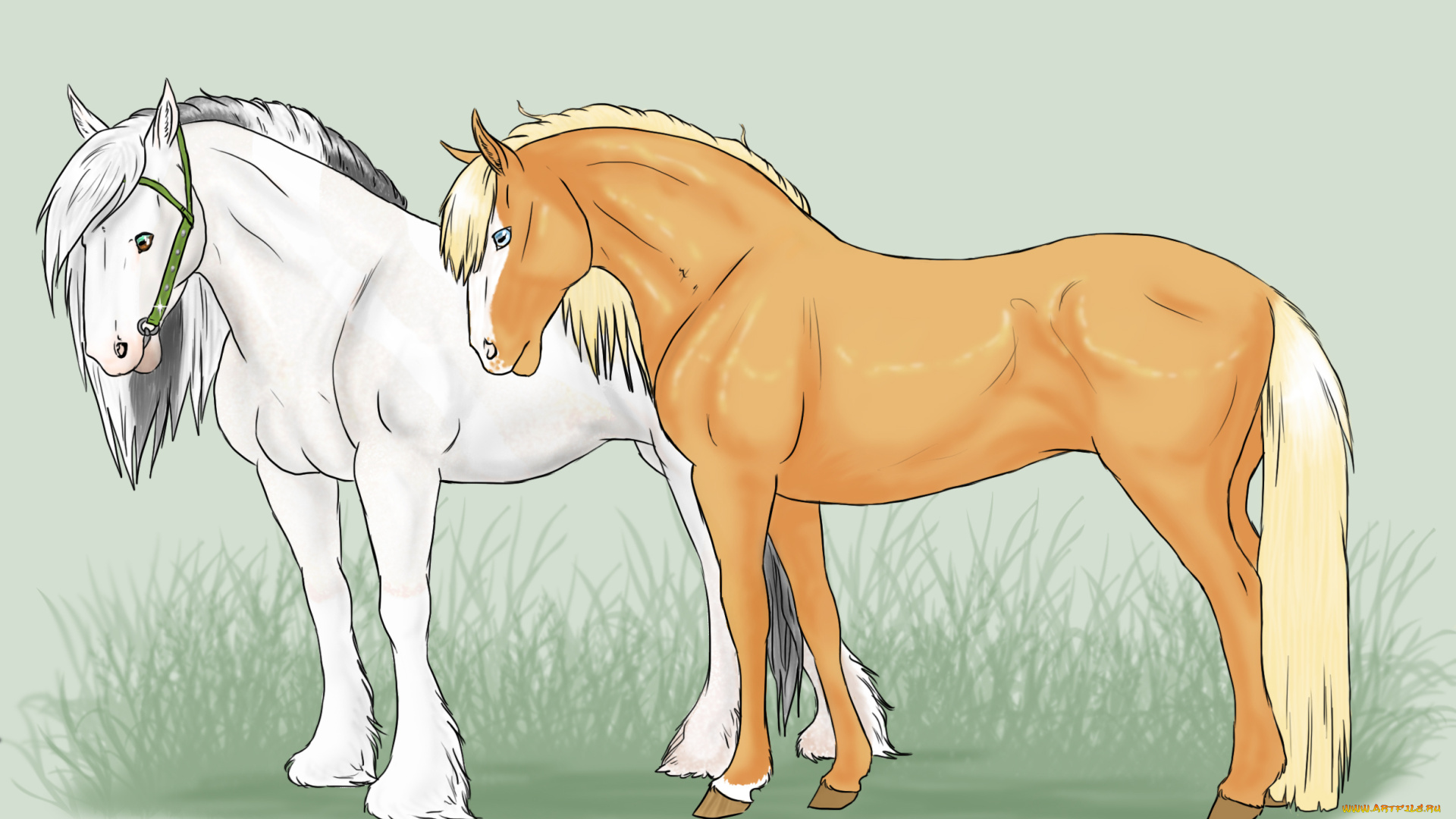 рисованное, животные, , лошади, лошади