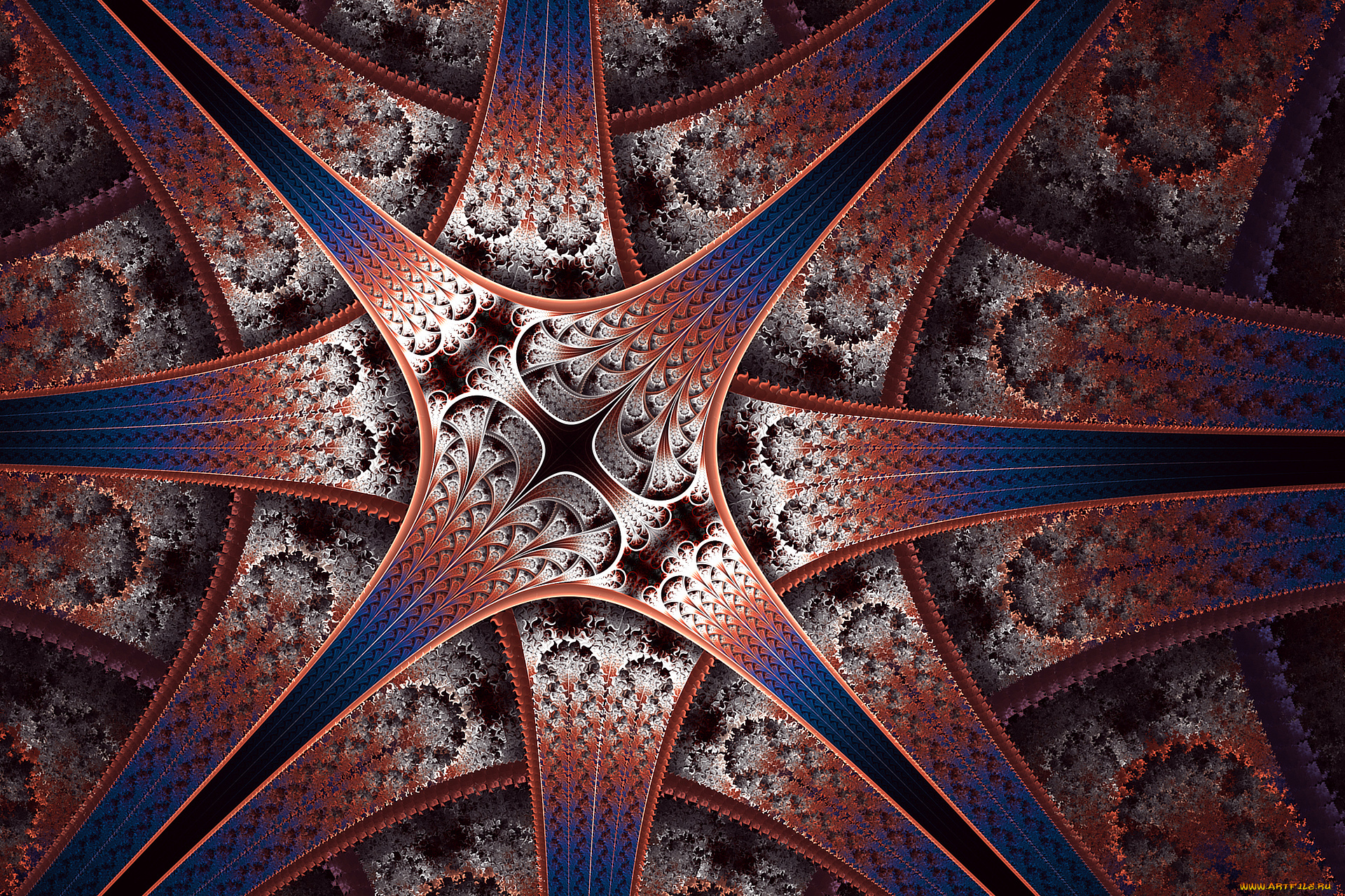 3д, графика, фракталы, , fractal, объем, свет, симметрия, узор, лепестки, цветок