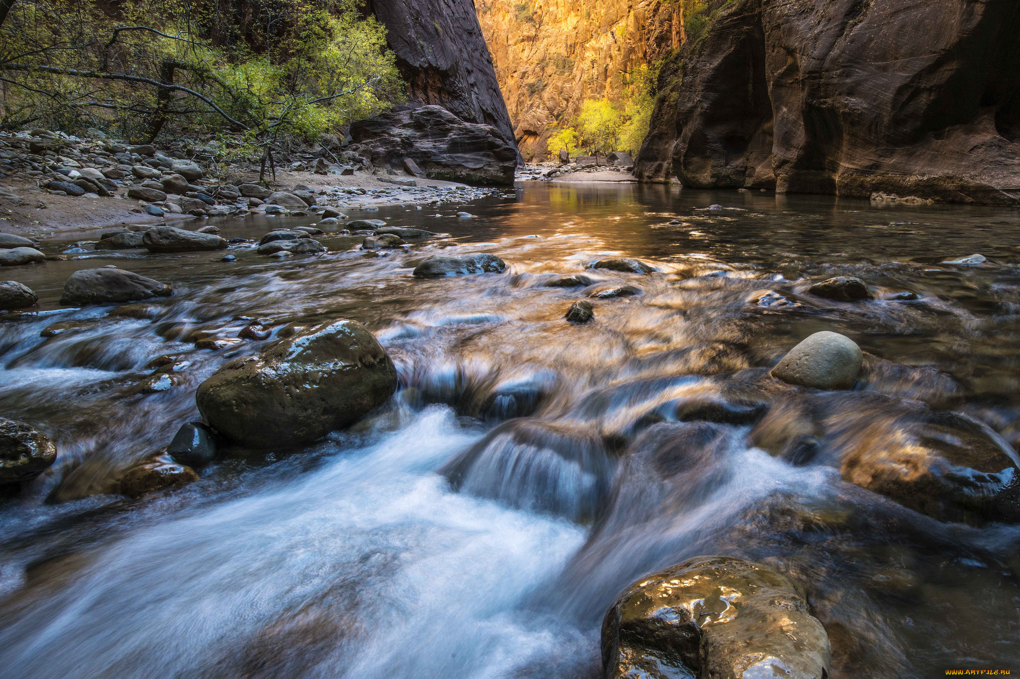 природа, реки, озера, речка, ущелье, горы