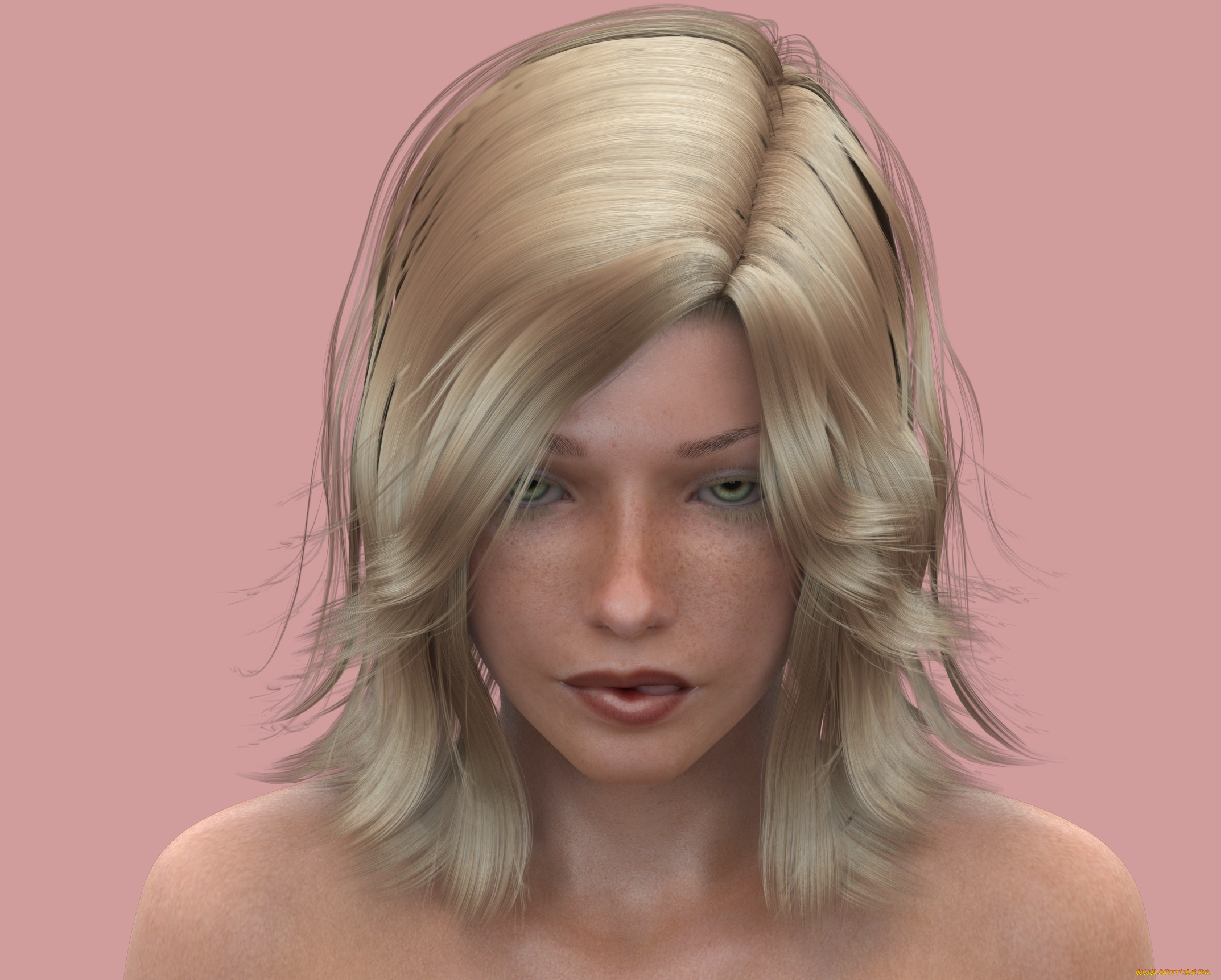 3д, графика, портрет, , portraits, девушка, взгляд, фон, блондинка