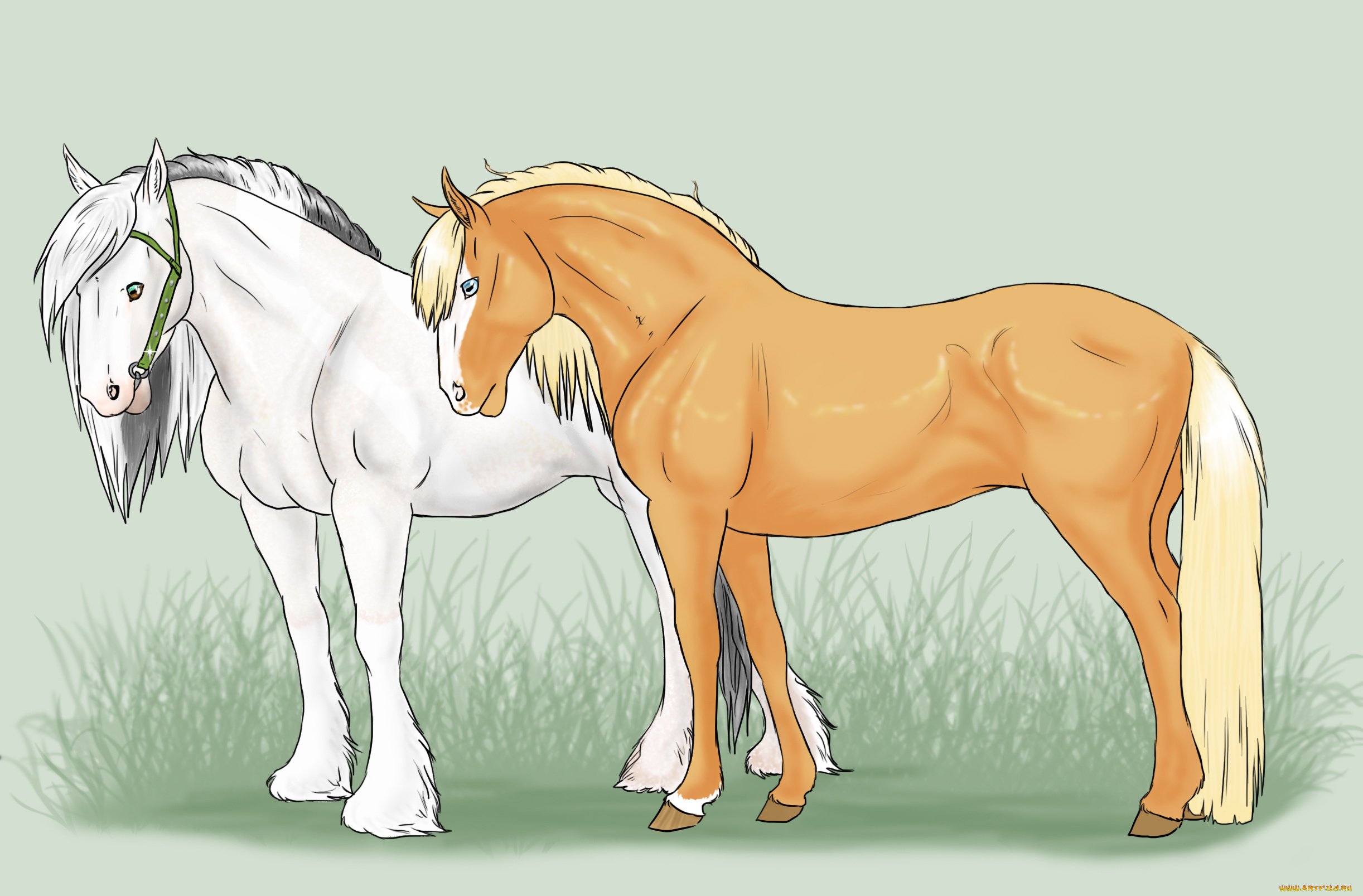 рисованное, животные, , лошади, лошади