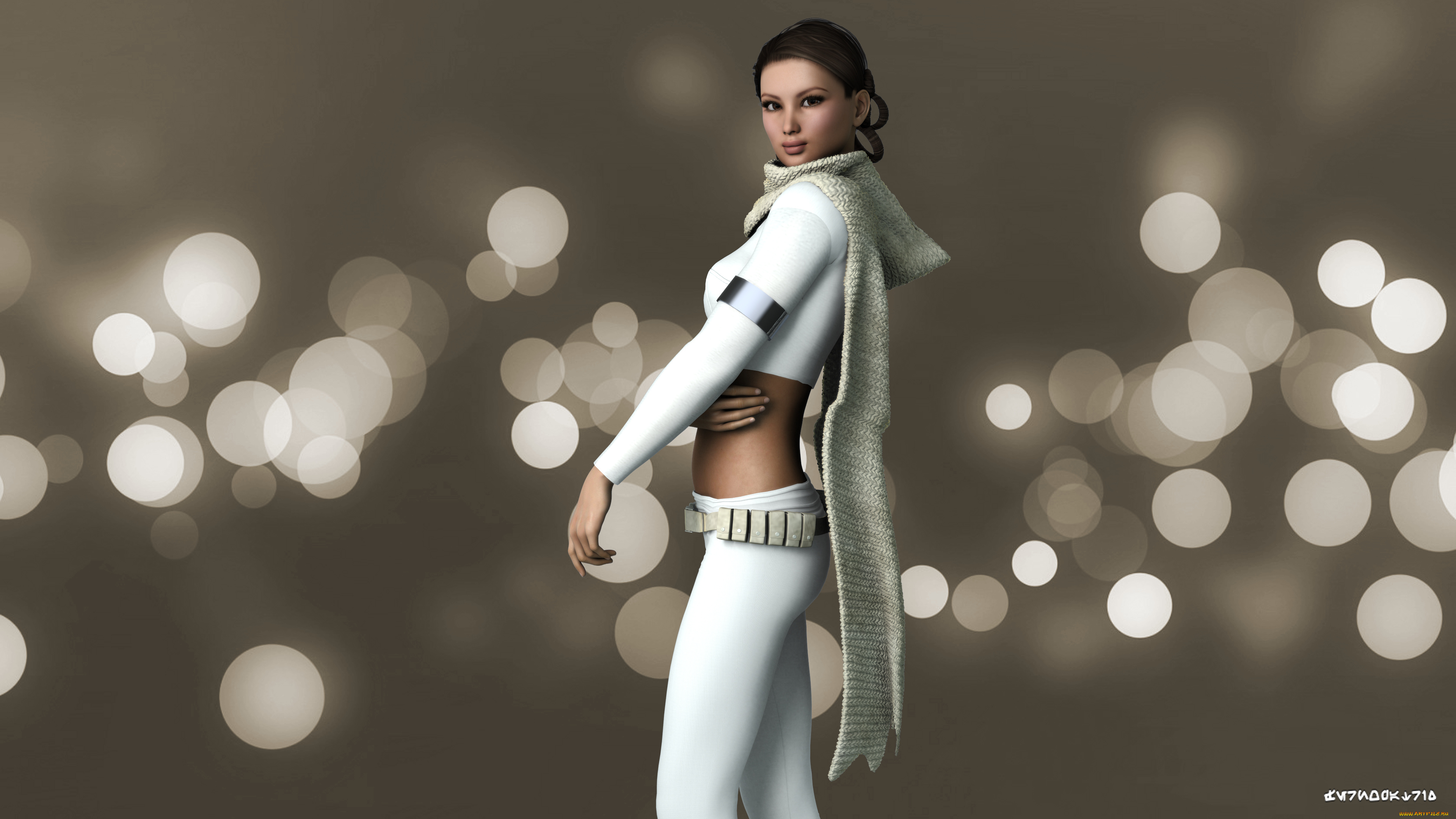 3д, графика, фантазия, , fantasy, девушка, оружие, фон, взгляд