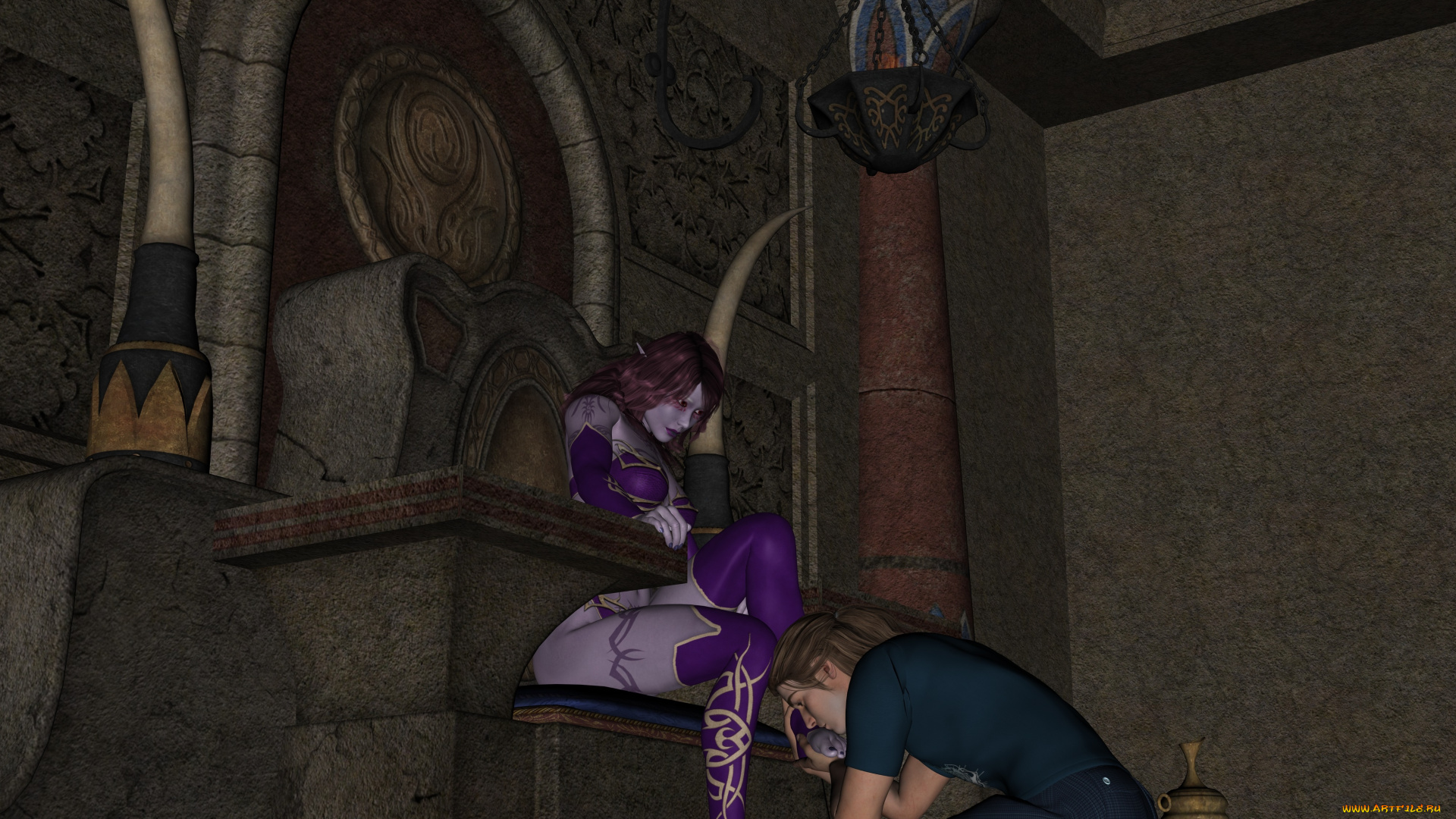 3д, графика, эльфы, , elves, фон, взгляд, эльфийка, парень