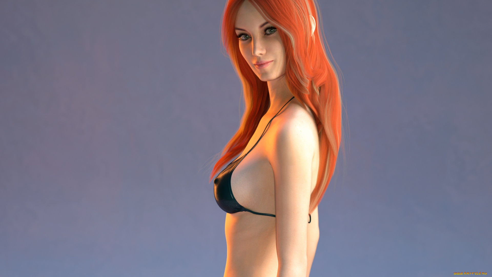 3д, графика, люди, , people, фон, взгляд, рыжая, девушка