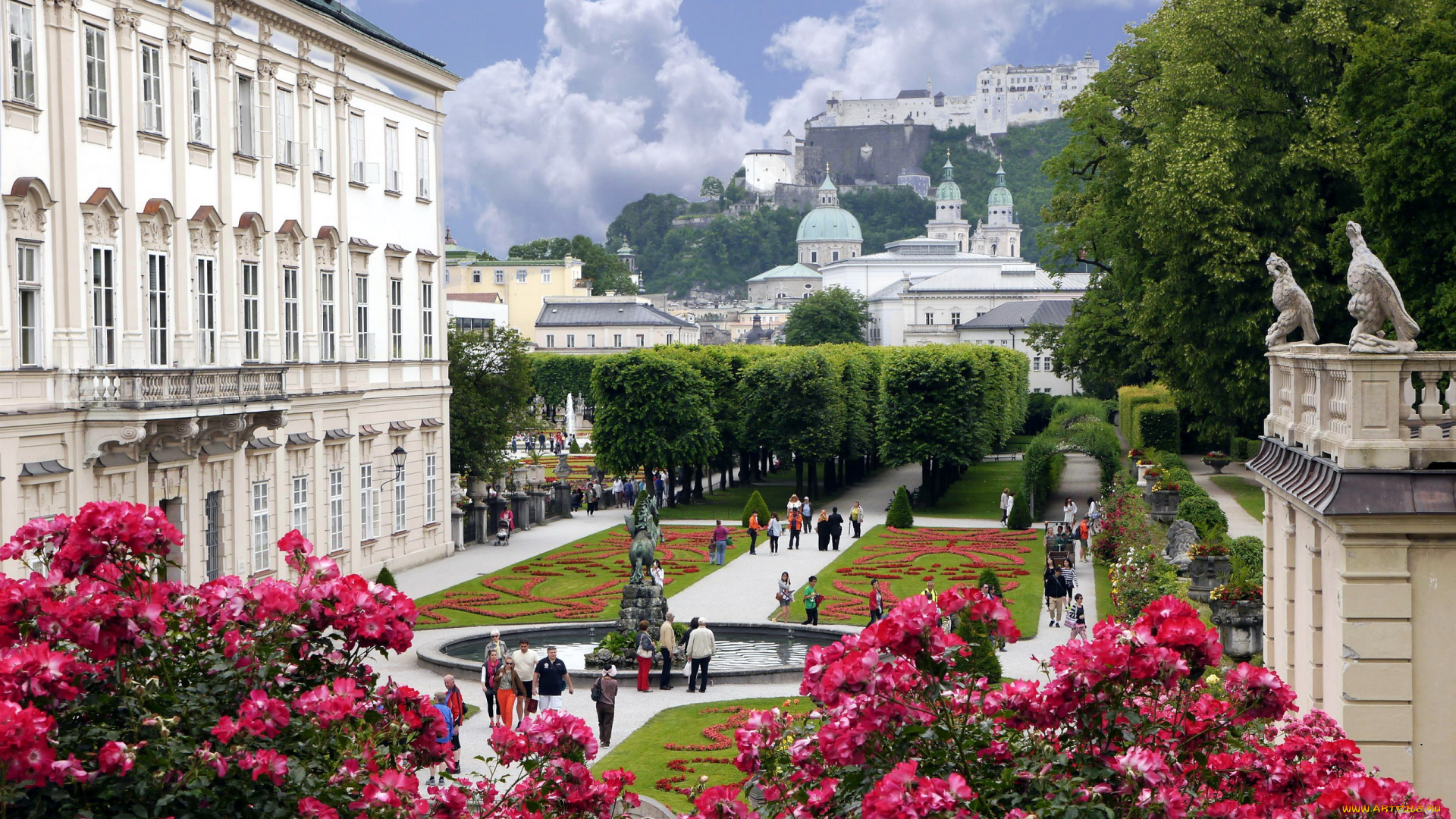 города, зальцбург, , австрия, mirabell, garden