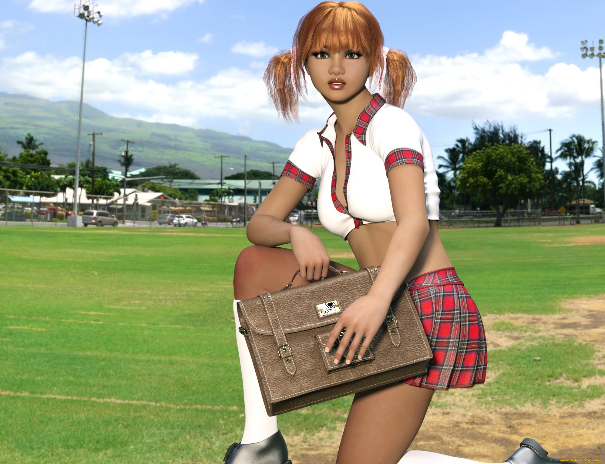 3д, графика, люди, , people, девушка, фон, школьница, взгляд