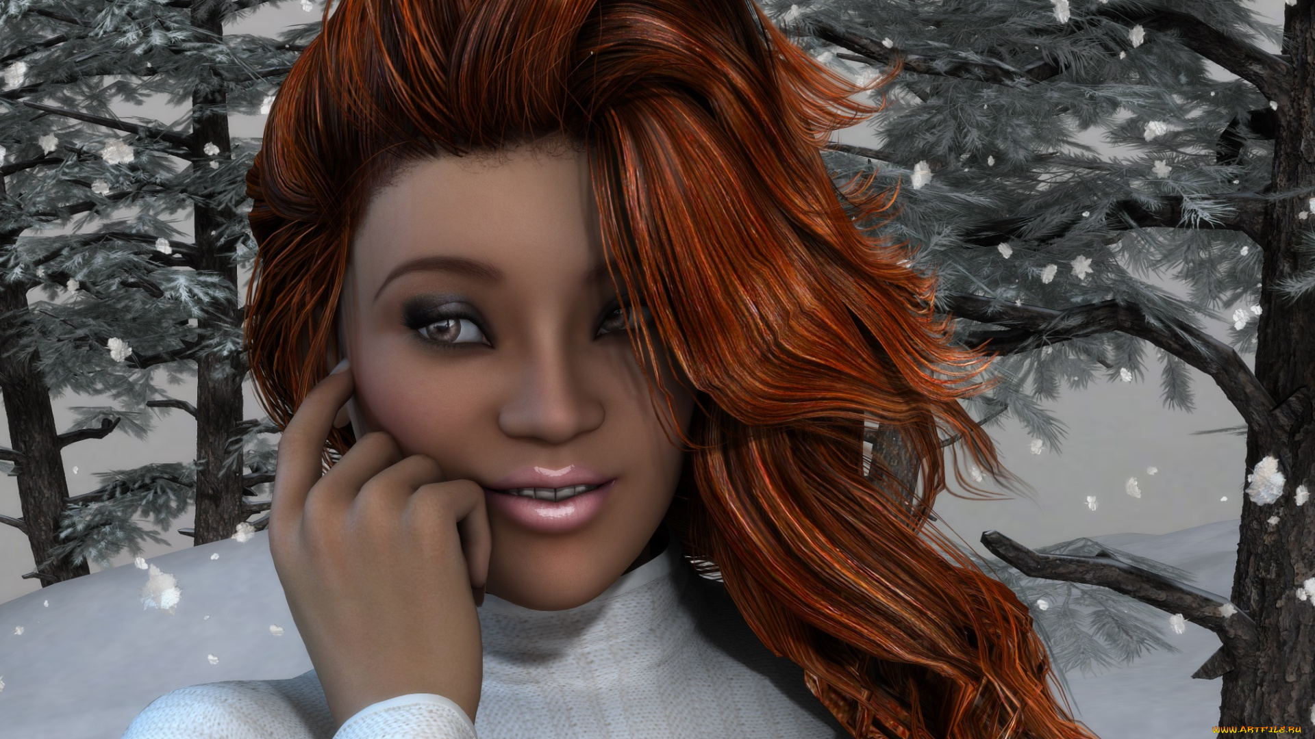 3д, графика, портрет, , portraits, фон, девушка, взгляд