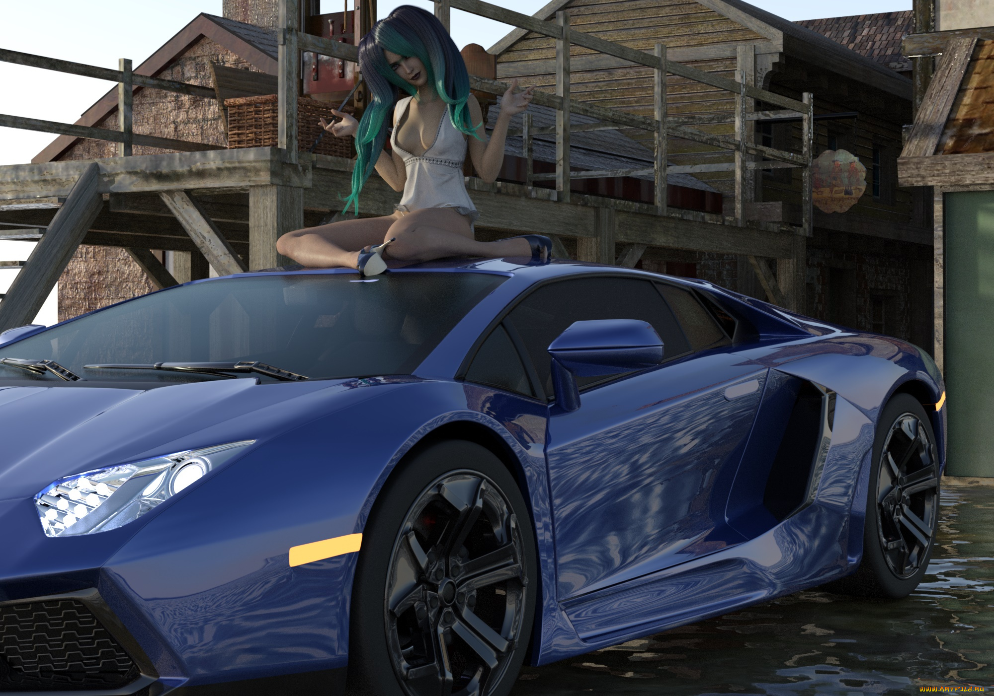 3д, графика, люди-авто, мото, , people-, car, , , moto, автомобиль, фон, взгляд, девушка