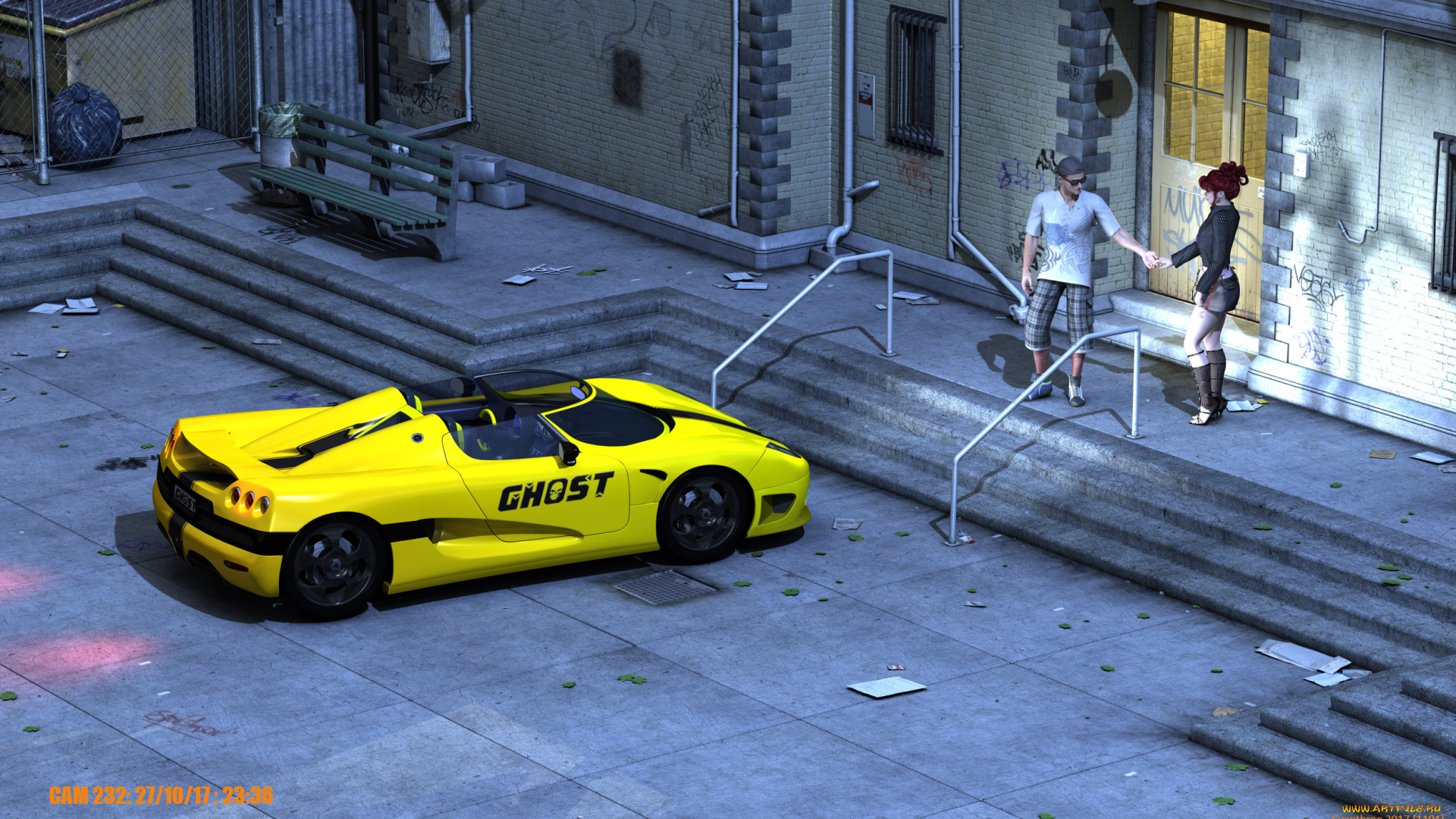 3д, графика, люди-авто, мото, , people-, car, , , moto, взгляд, фон, девушка, автомобиль, парень