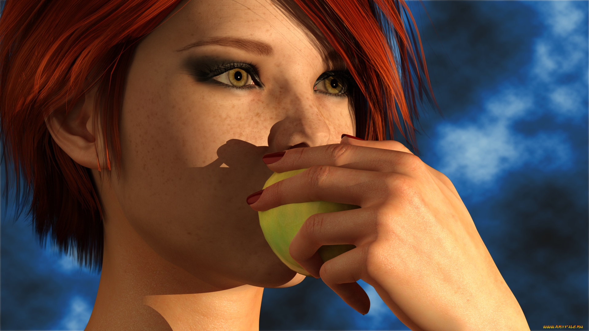 3д, графика, портрет, , portraits, фон, взгляд, девушка