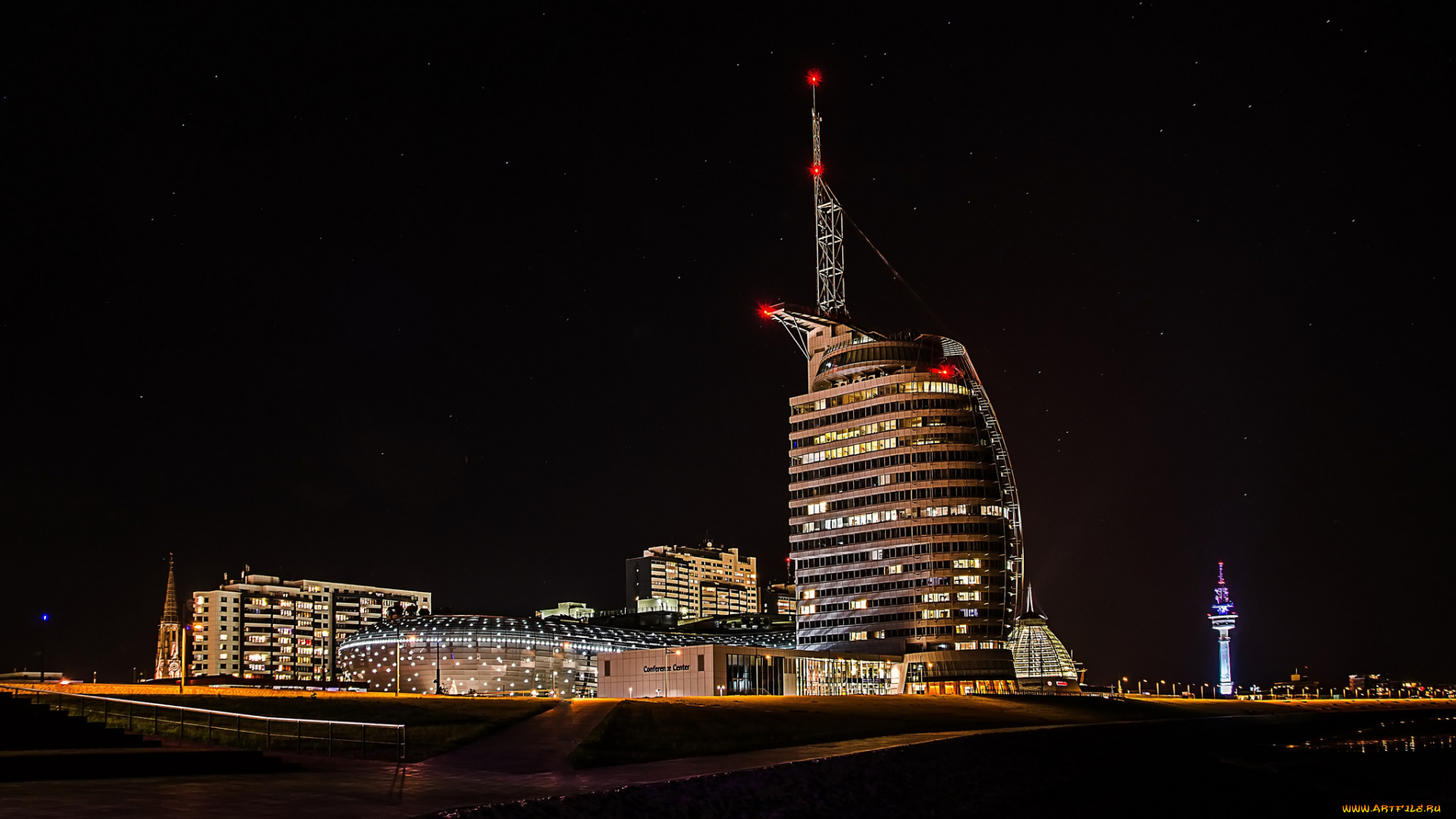 bremerhavenwelten, города, -, огни, ночного, города, простор