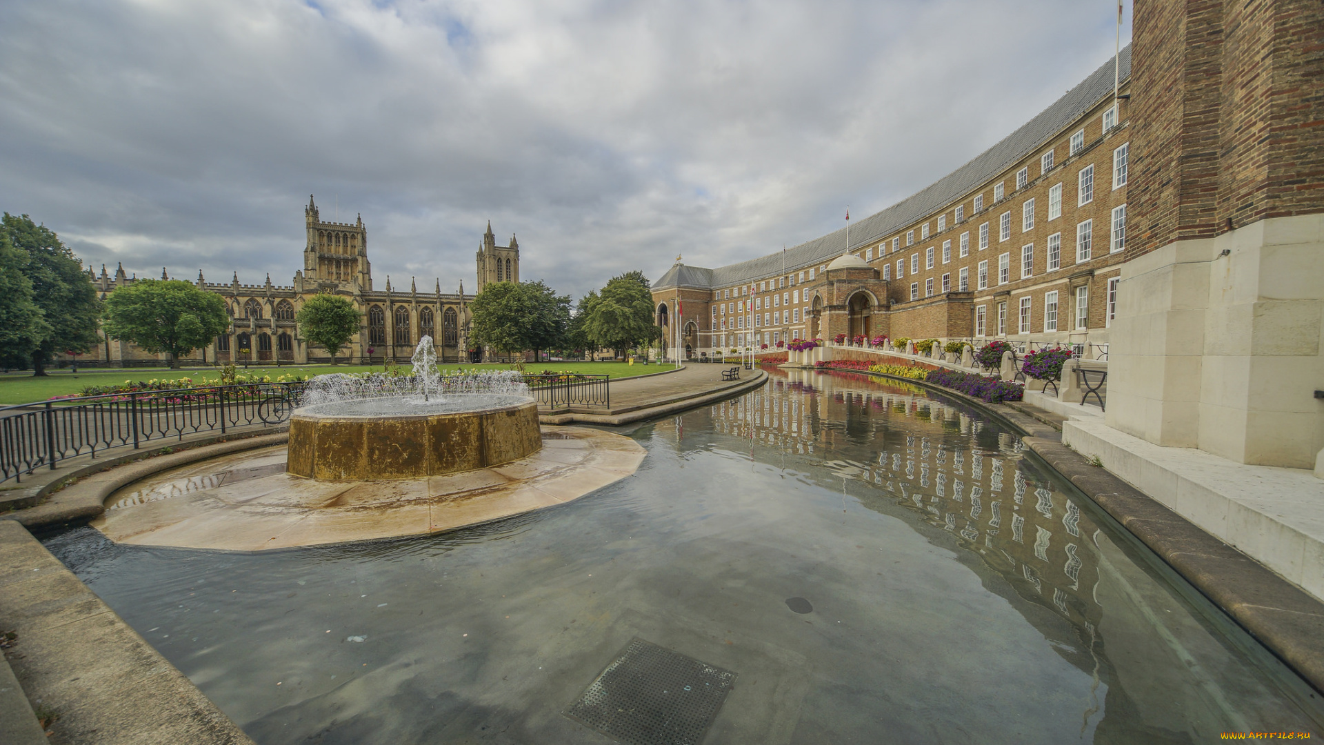 bristol, cathedral, and, city, hall, города, -, католические, соборы, , костелы, , аббатства, простор