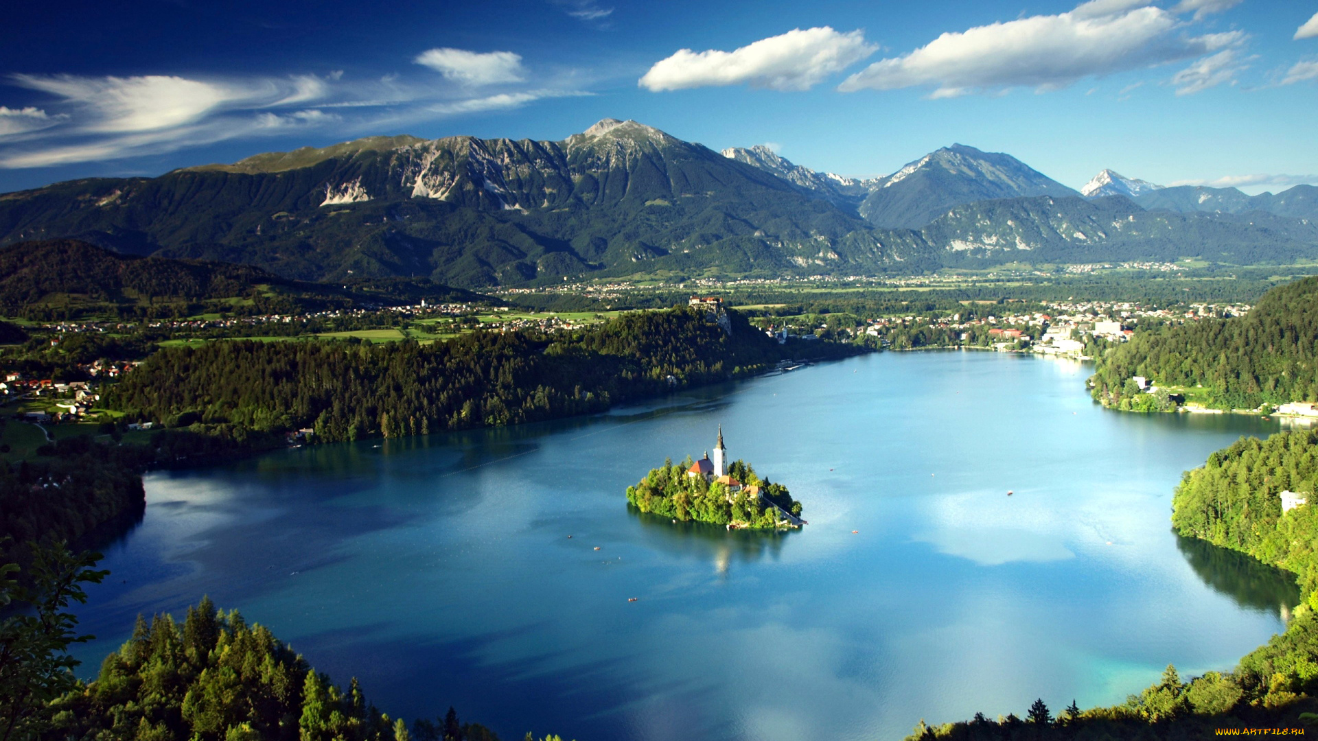 города, блед, , словения, панорама, остров, церковь, озеро
