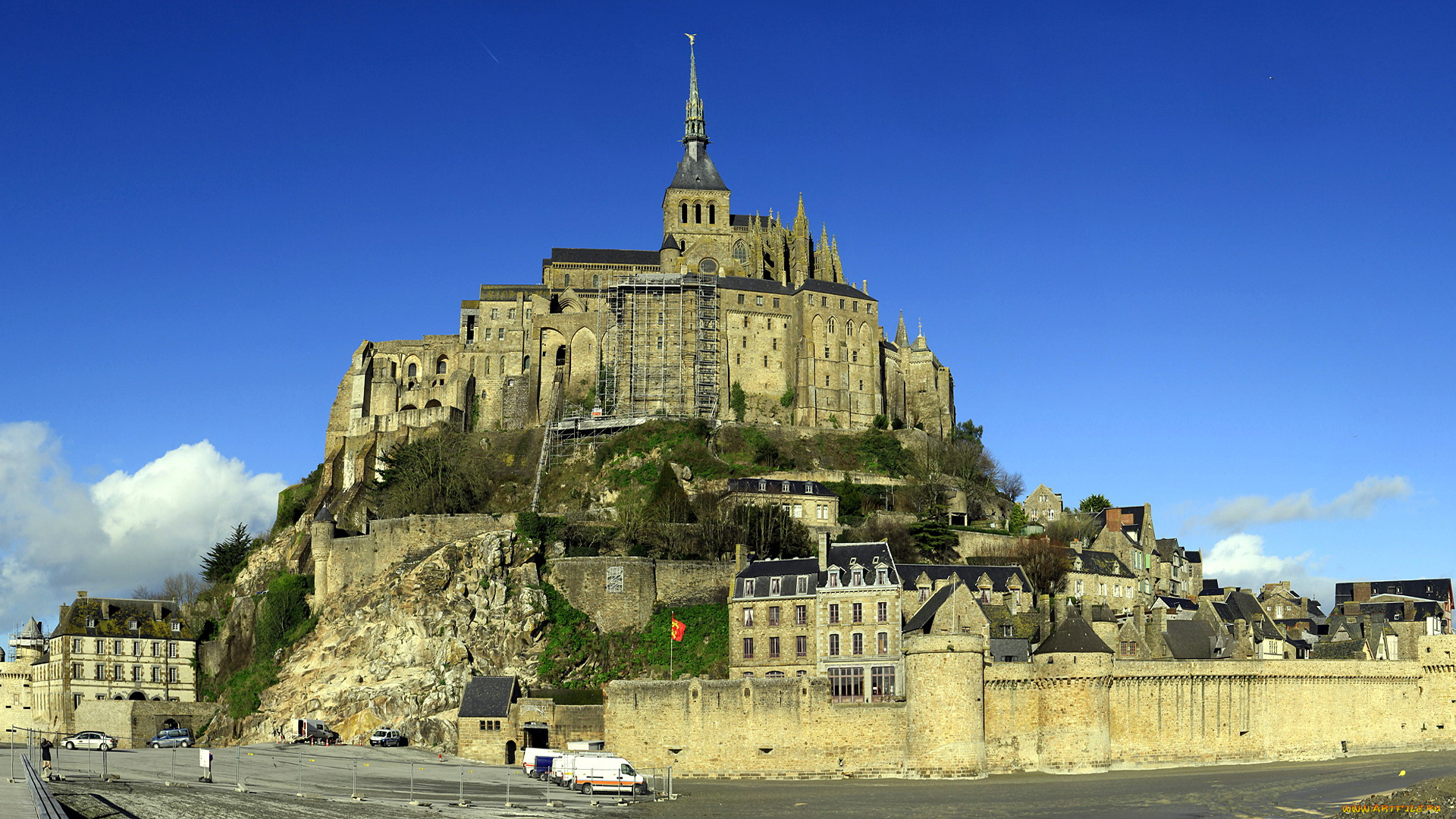 города, крепость, мон-сен-мишель, , франция, крепость