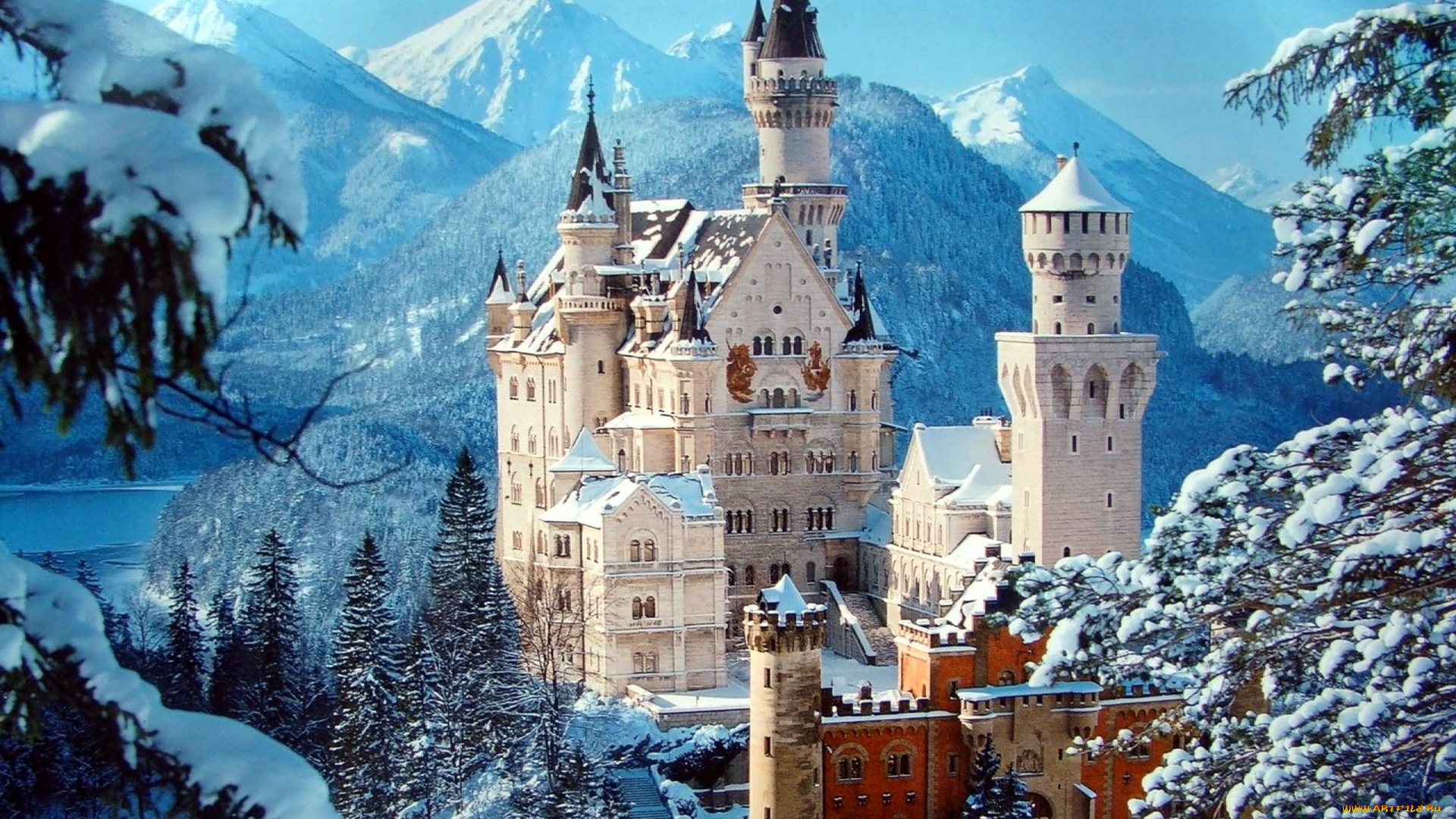 города, замок, нойшванштайн, , германия, neuschwanstein, castle
