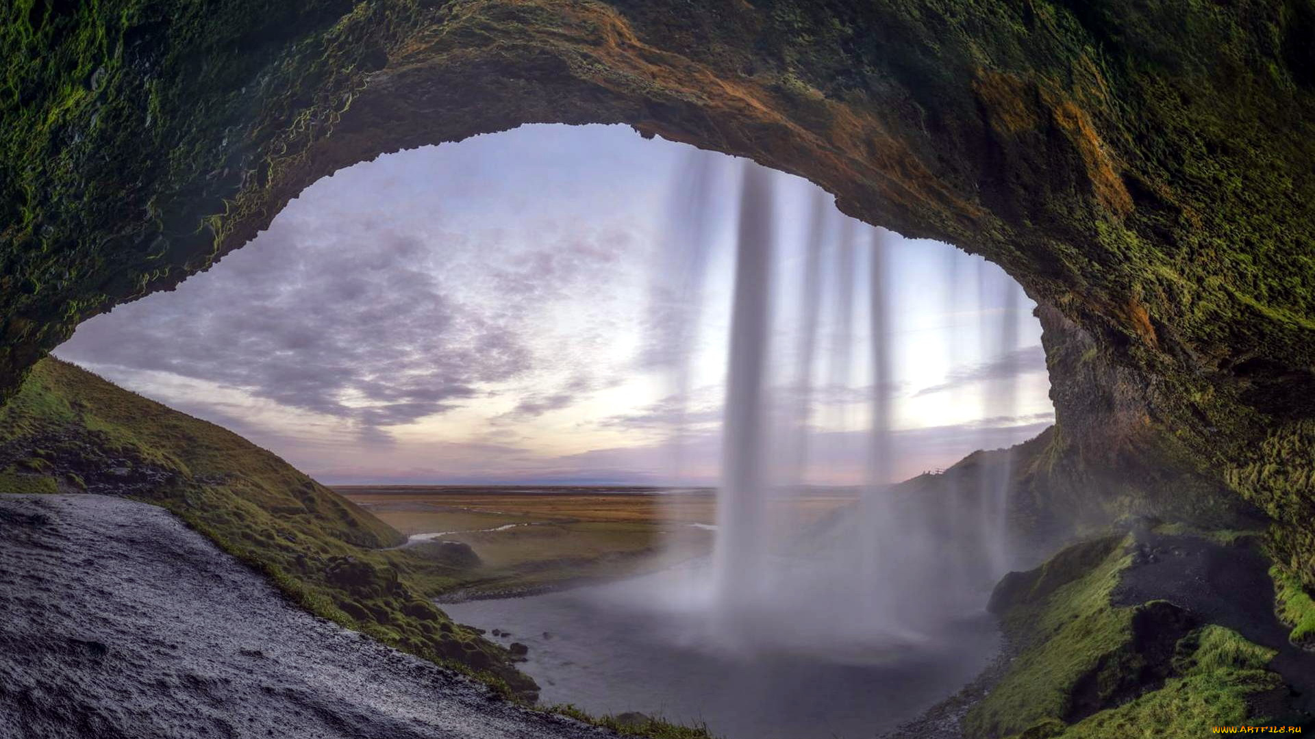 природа, водопады, вода, водопад, пещера, поток