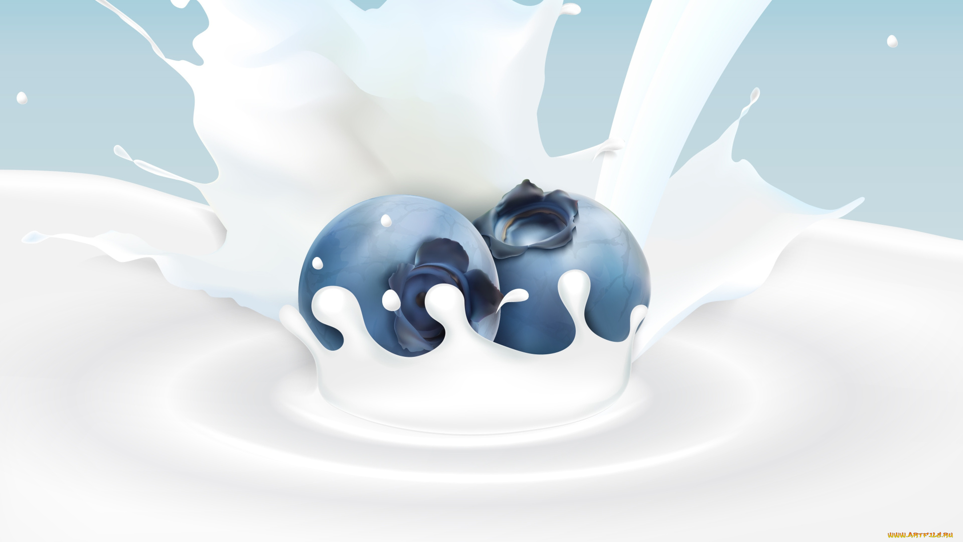 векторная, графика, еда, , food, черника, молоко, фон, ягода